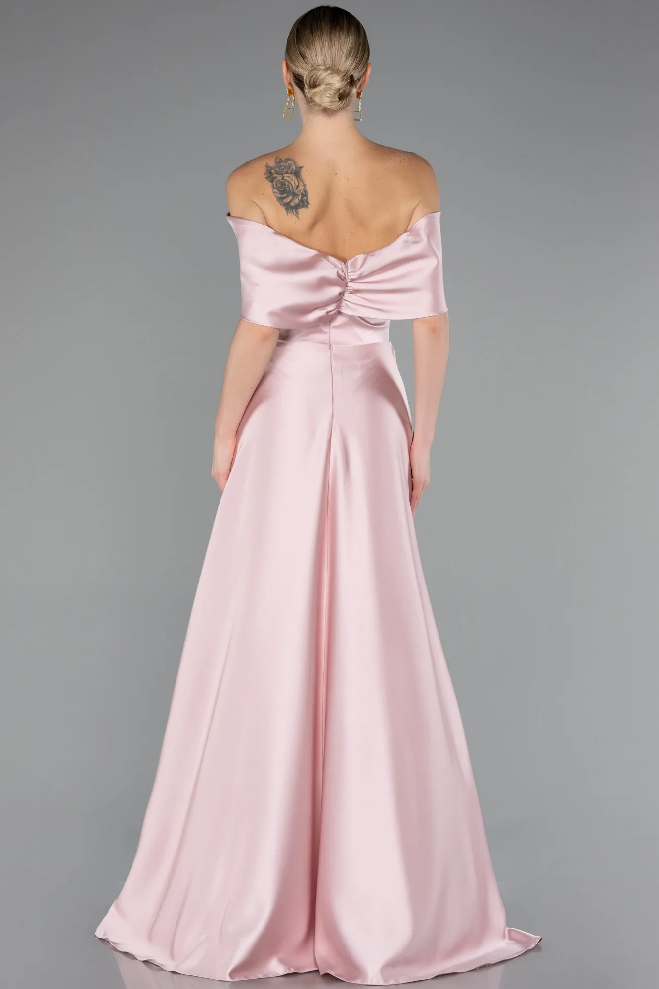Powder Color-Long Satin Evening Dress ABU5015