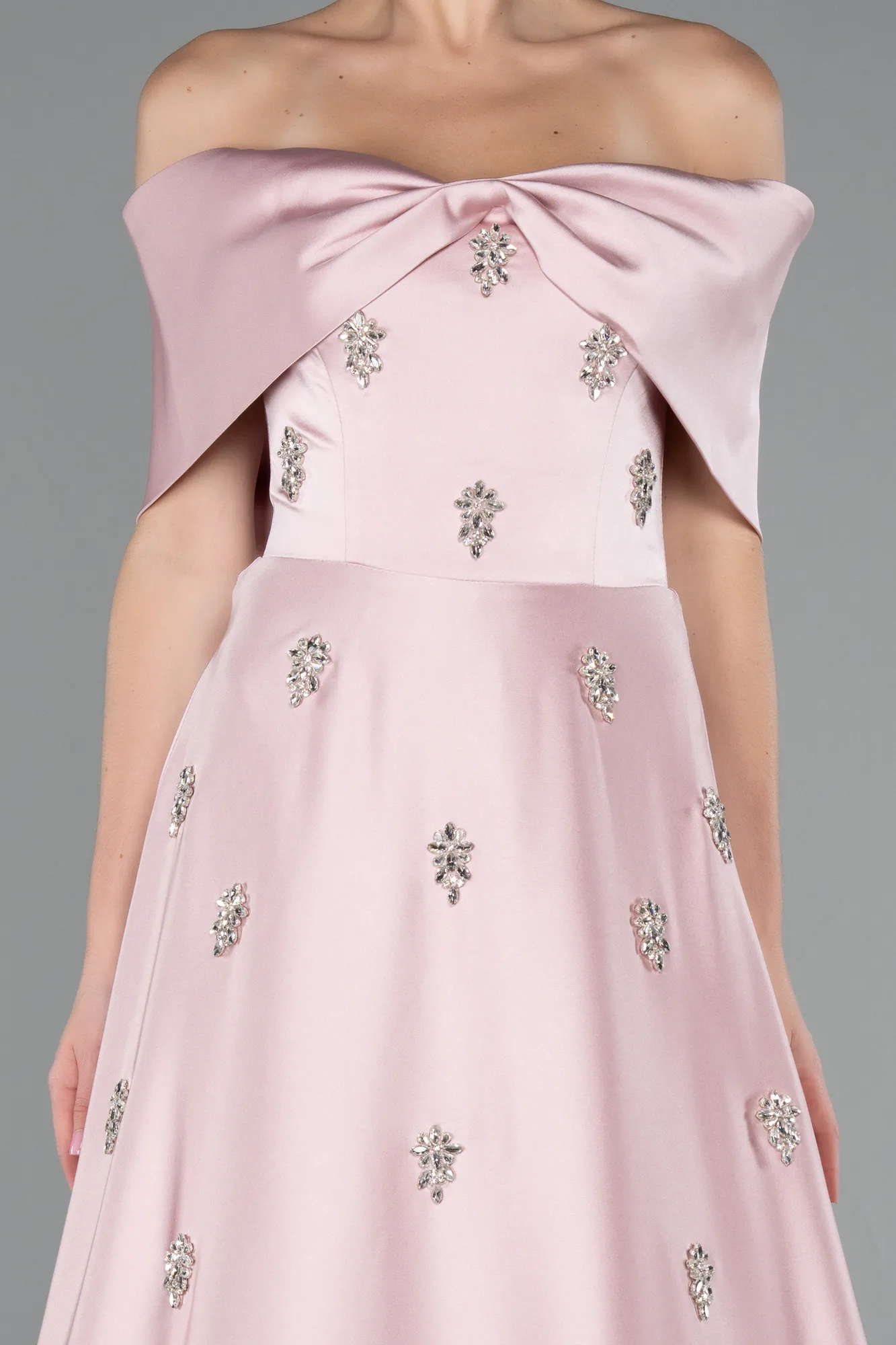 Powder Color-Long Satin Evening Dress ABU5015