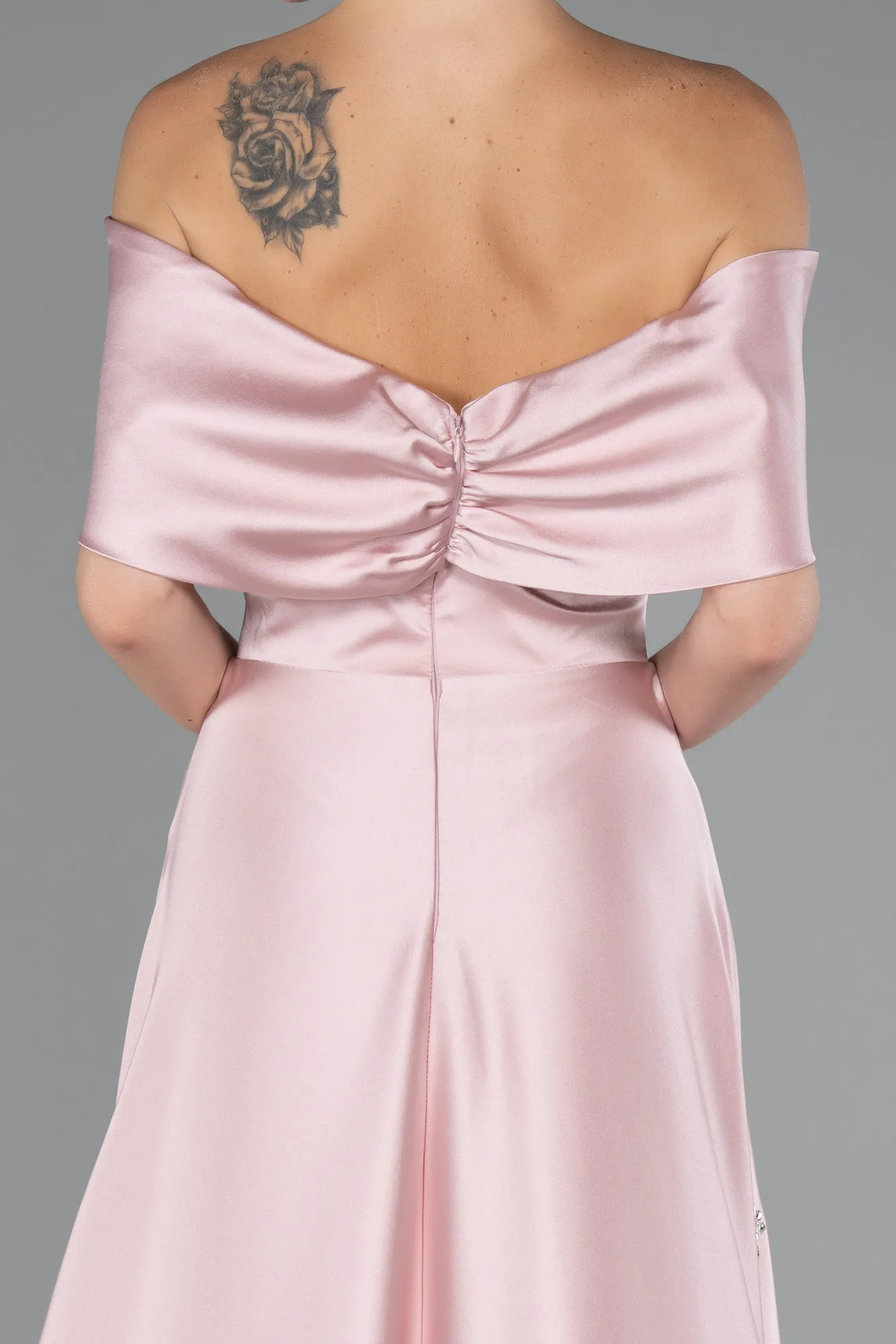 Powder Color-Long Satin Evening Dress ABU5015