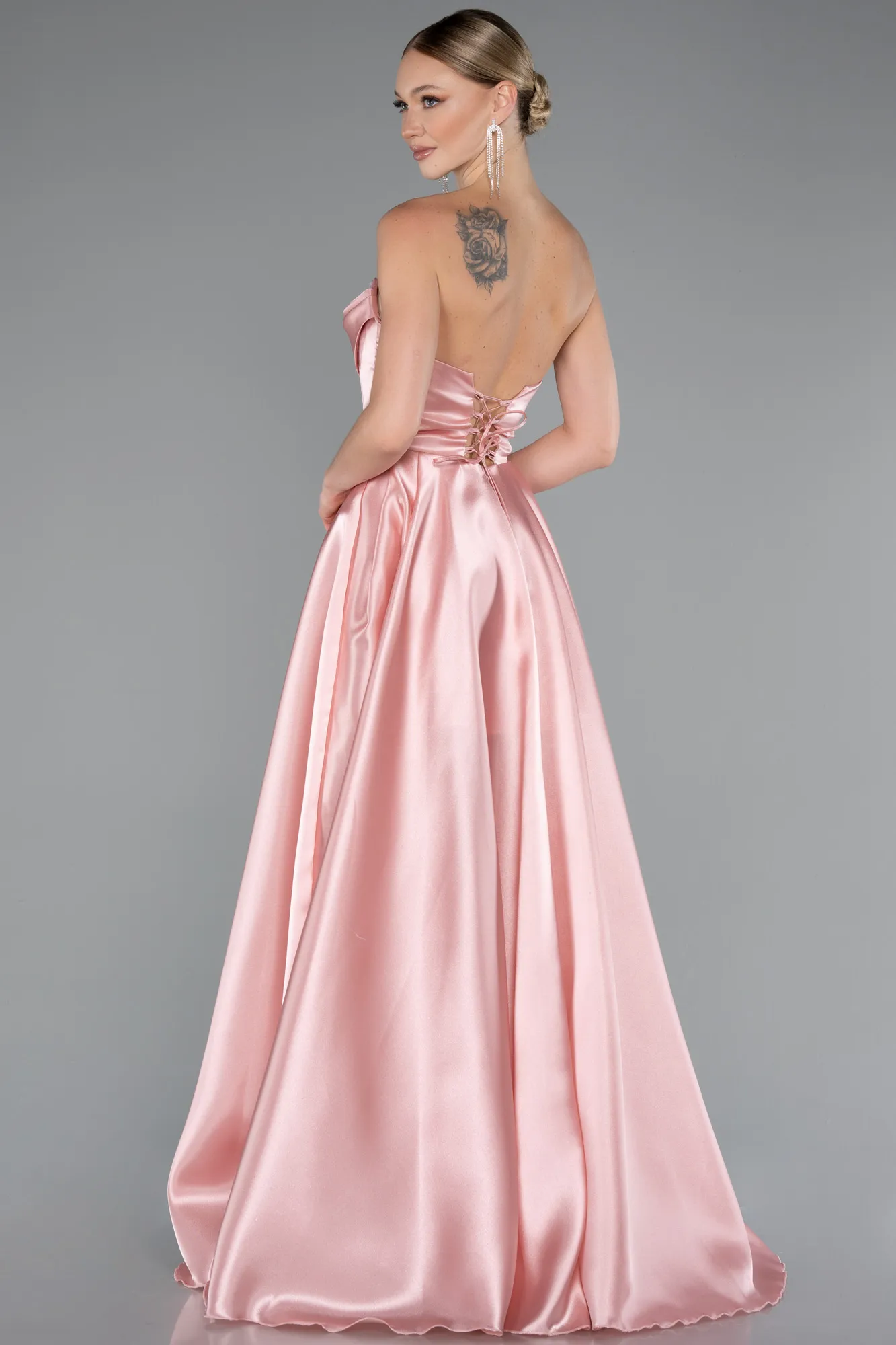 Powder Color-Long Satin Evening Dress ABU5064