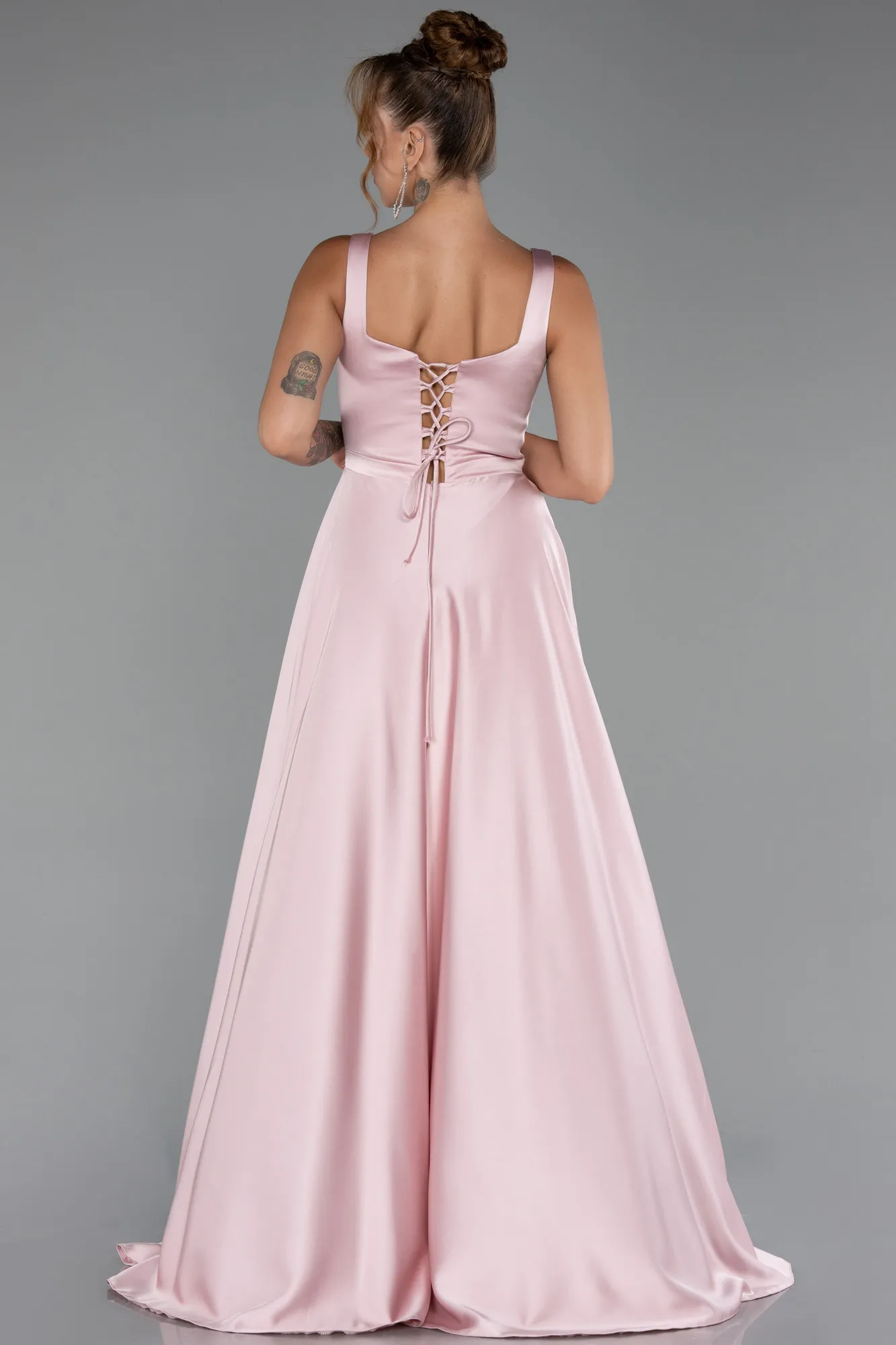 Powder Color-Long Satin Evening Dress ABU5136