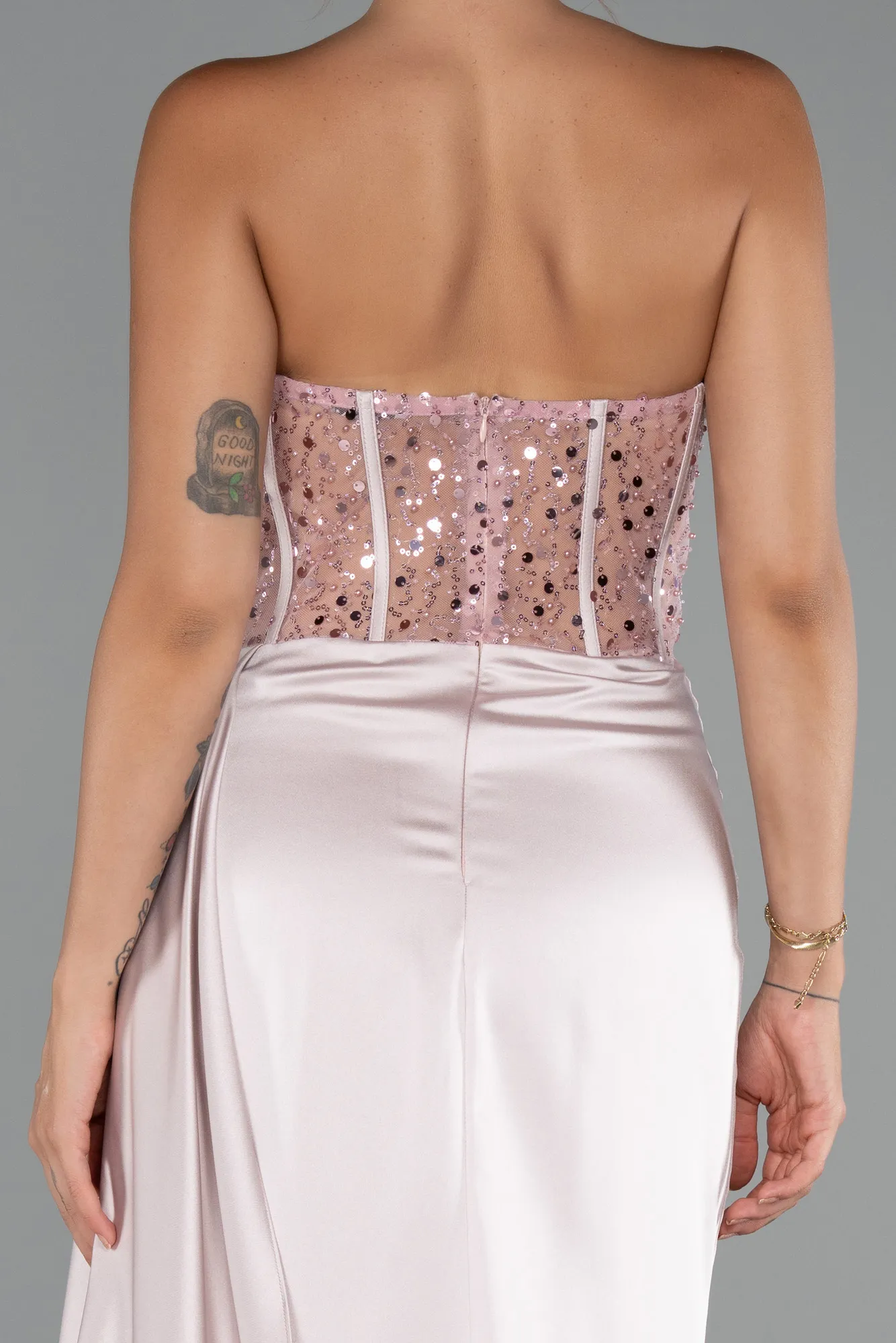 Powder Color-Long Satin Evening Dress ABU5288