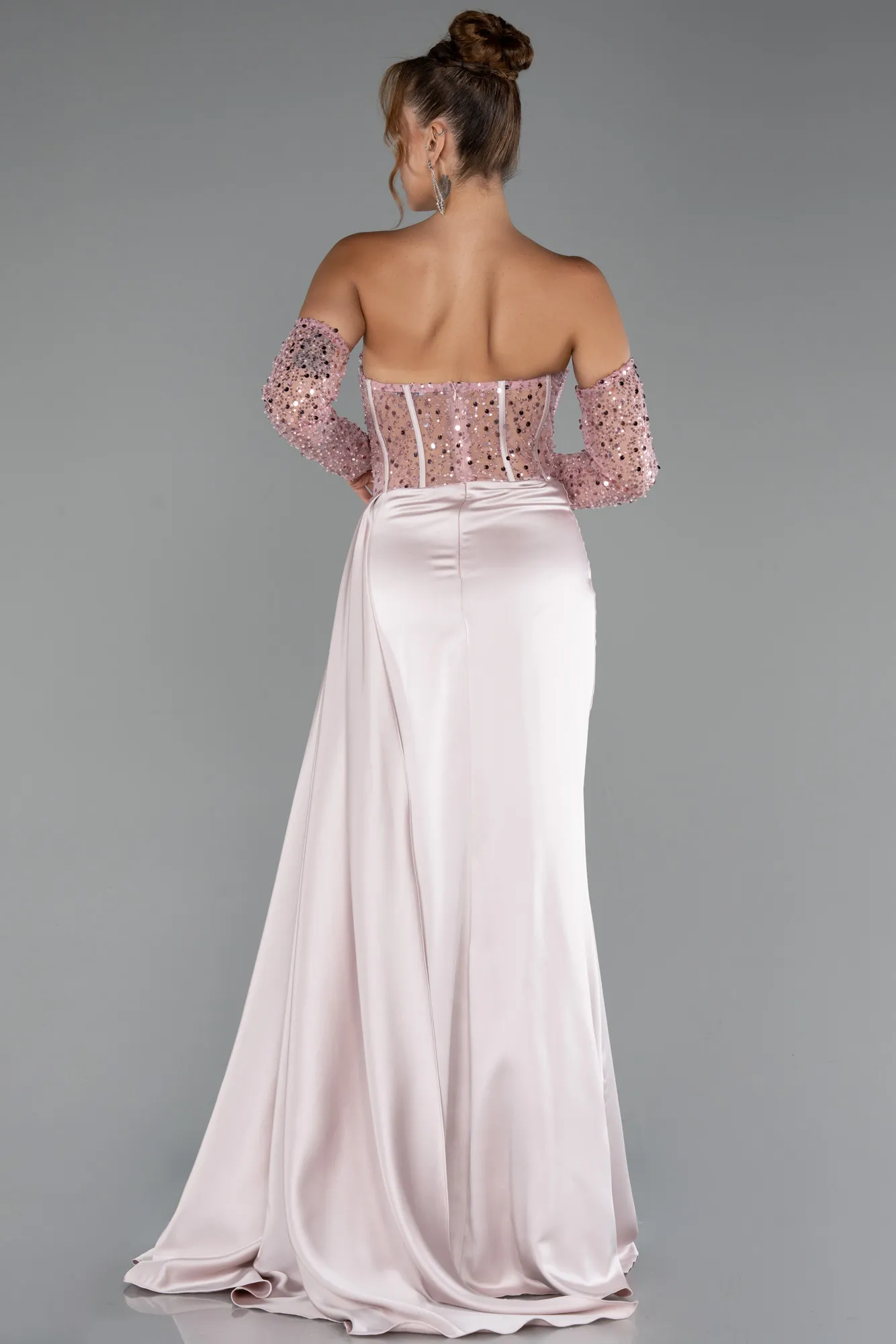 Powder Color-Long Satin Evening Dress ABU5288