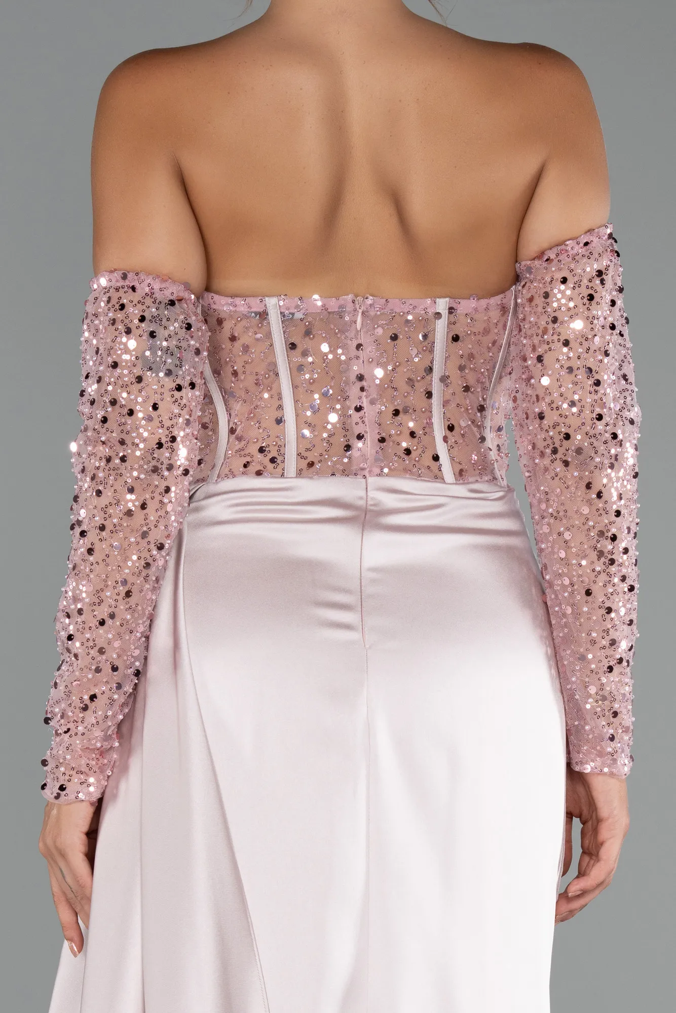 Powder Color-Long Satin Evening Dress ABU5288