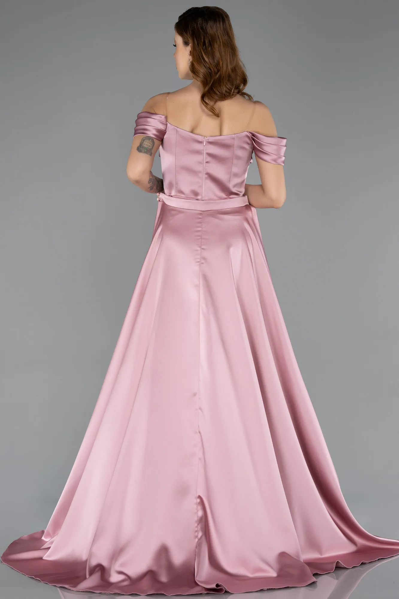 Powder Color-Long Satin Evening Dress ABU5507