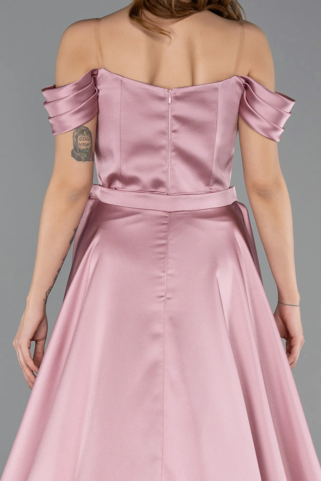 Powder Color-Long Satin Evening Dress ABU5507