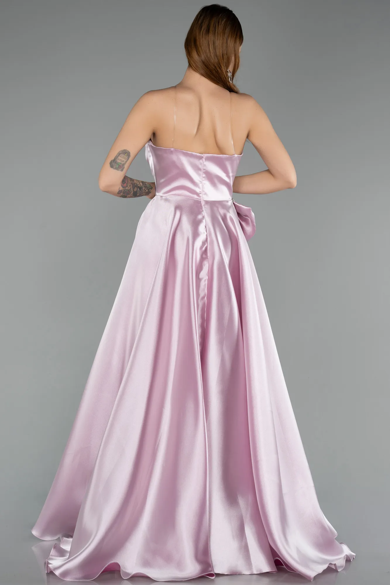 Powder Color-Long Satin Evening Dress ABU5541