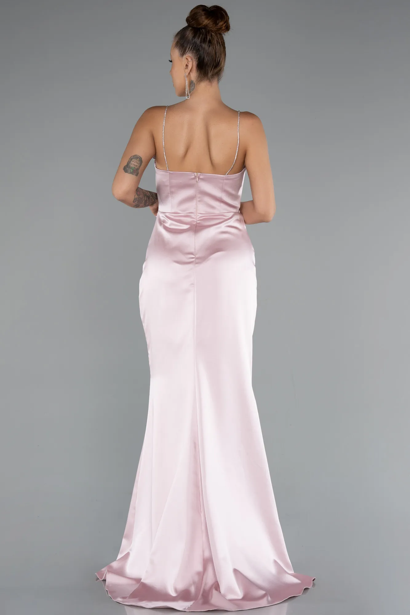 Powder Color-Long Satin Mermaid Evening Gown ABU5149