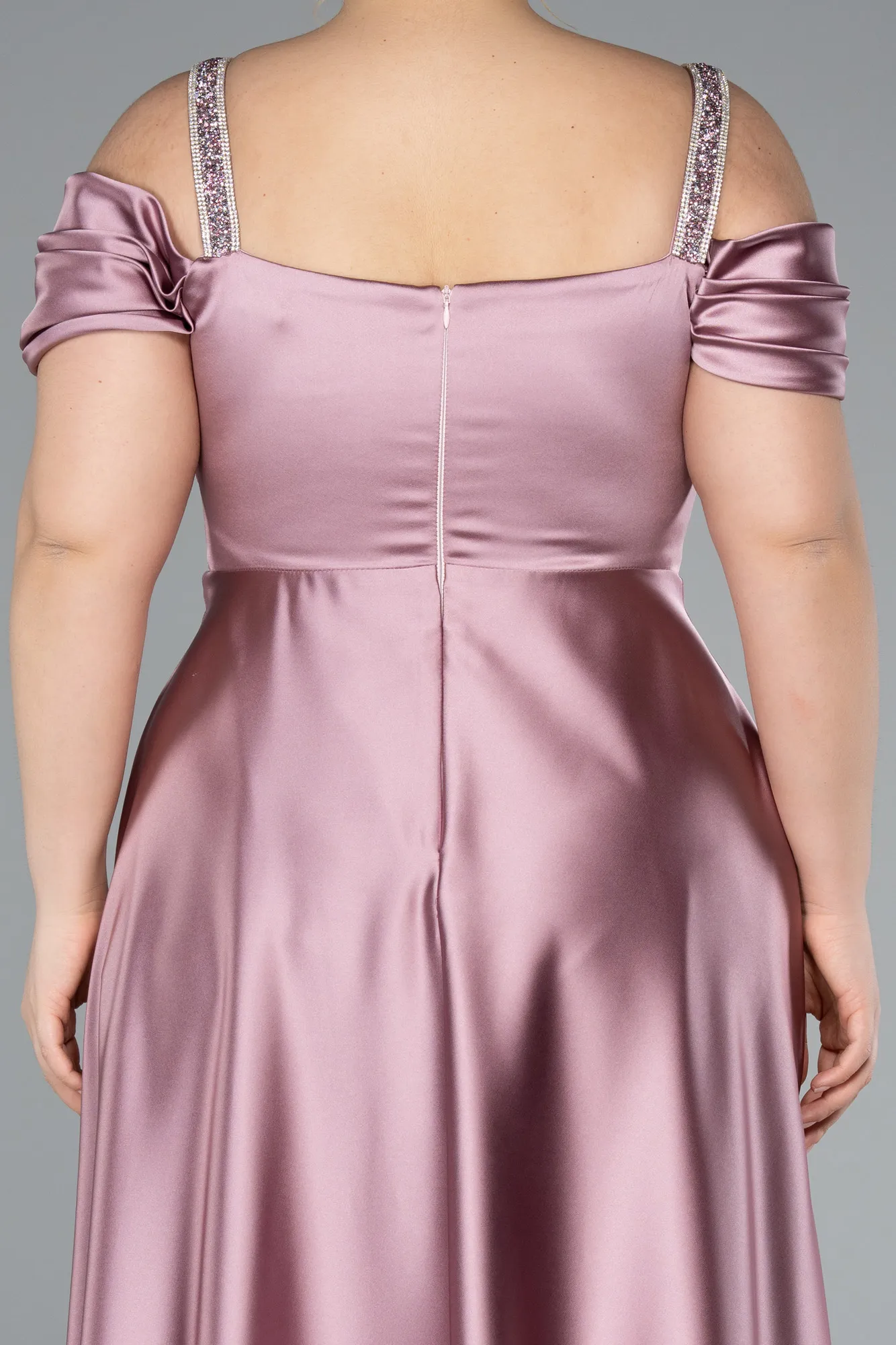 Powder Color-Long Satin Plus Size Evening Dress ABU3277