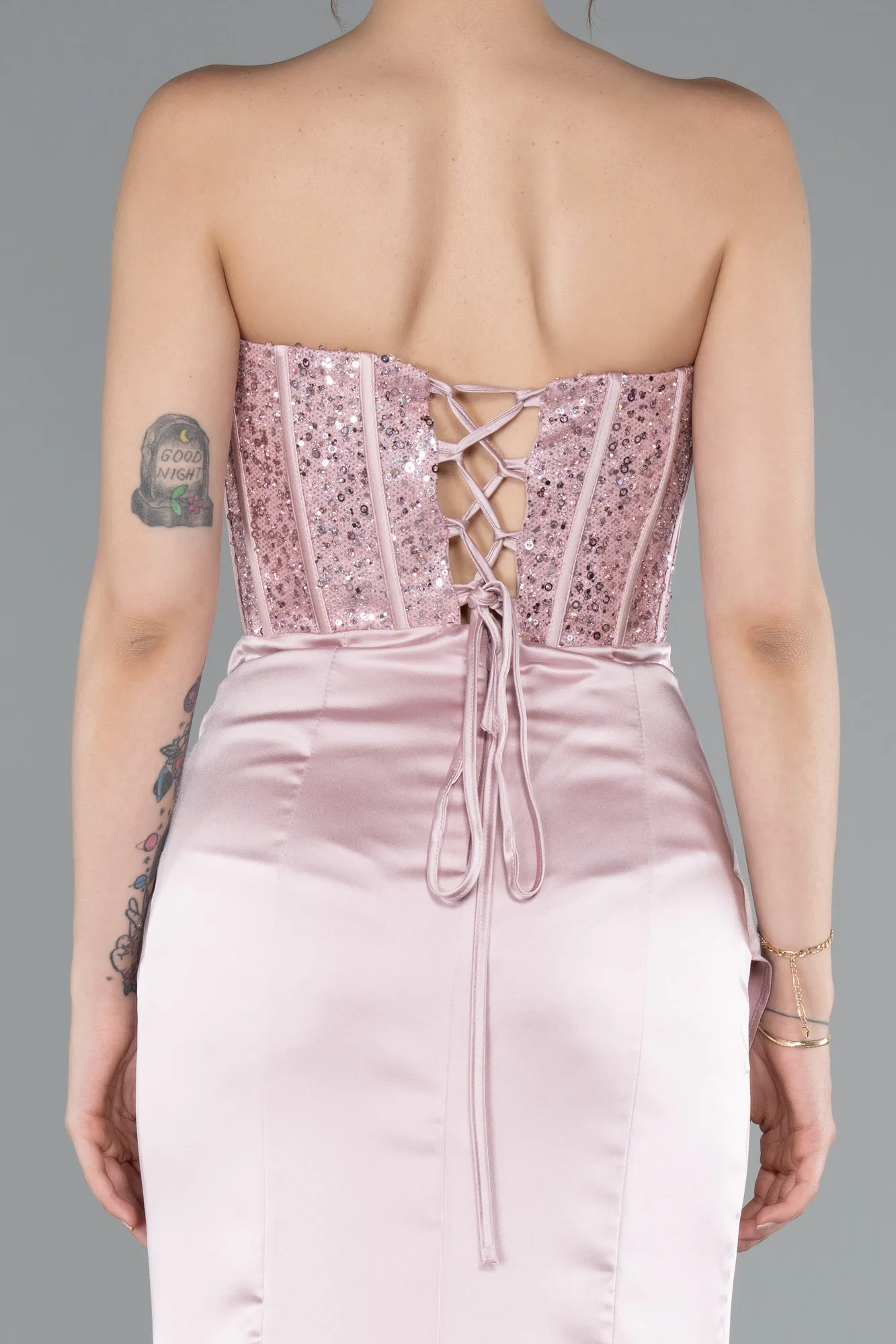 Powder Color-Long Satin Prom Gown ABU3883