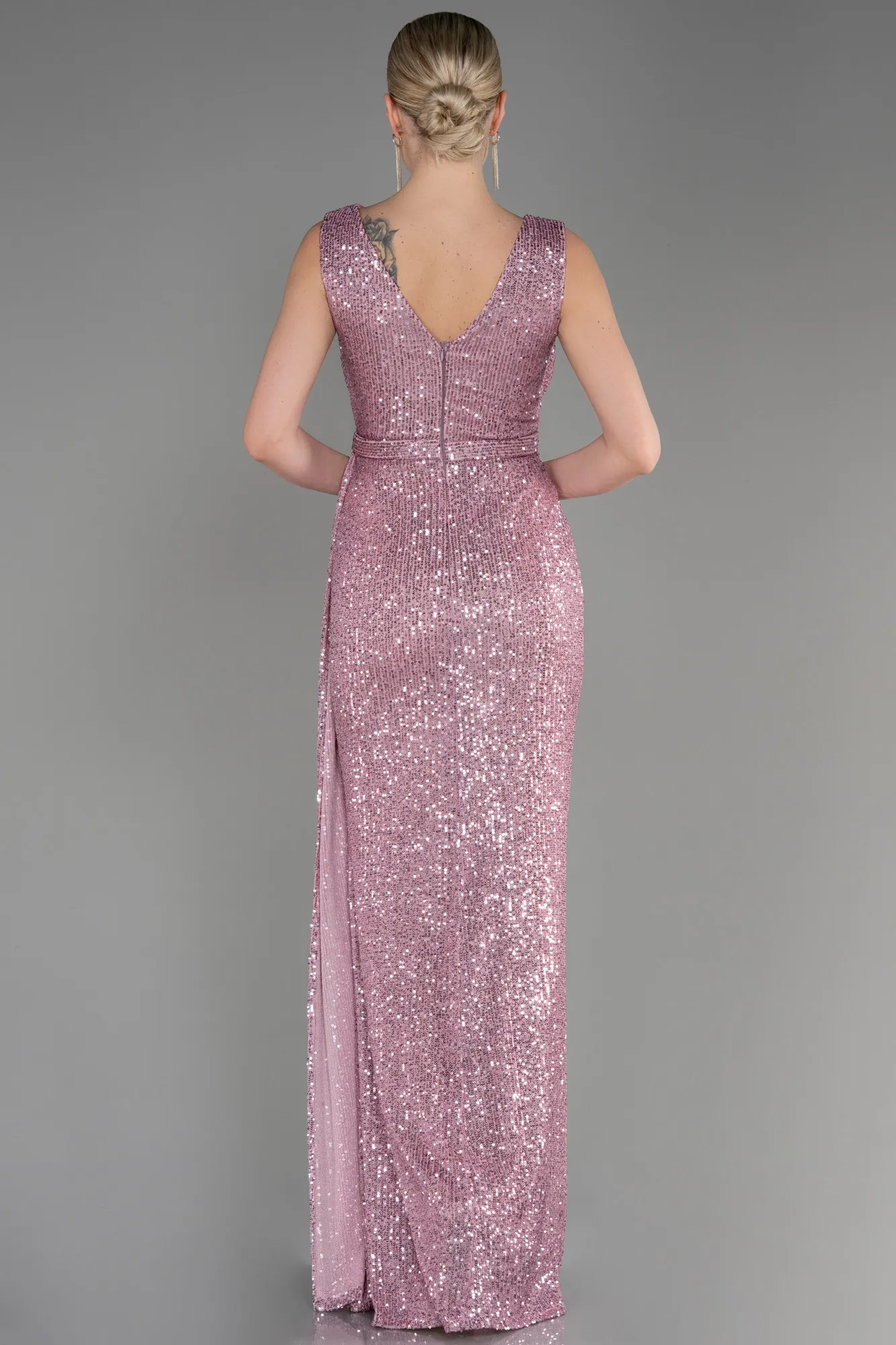 Powder Color-Long Scaly Evening Dress ABU3201