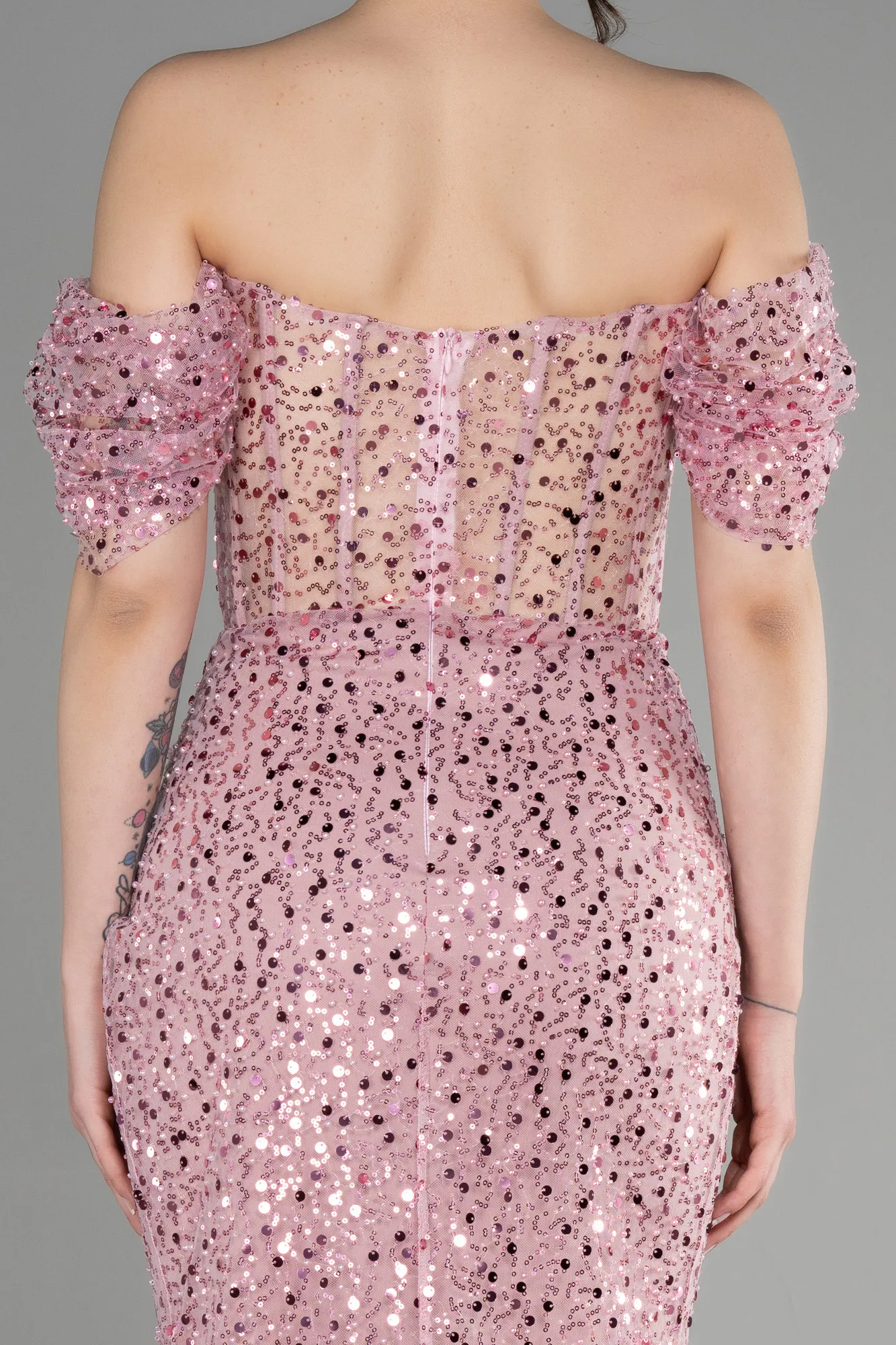 Powder Color-Long Scaly Evening Dress ABU3658