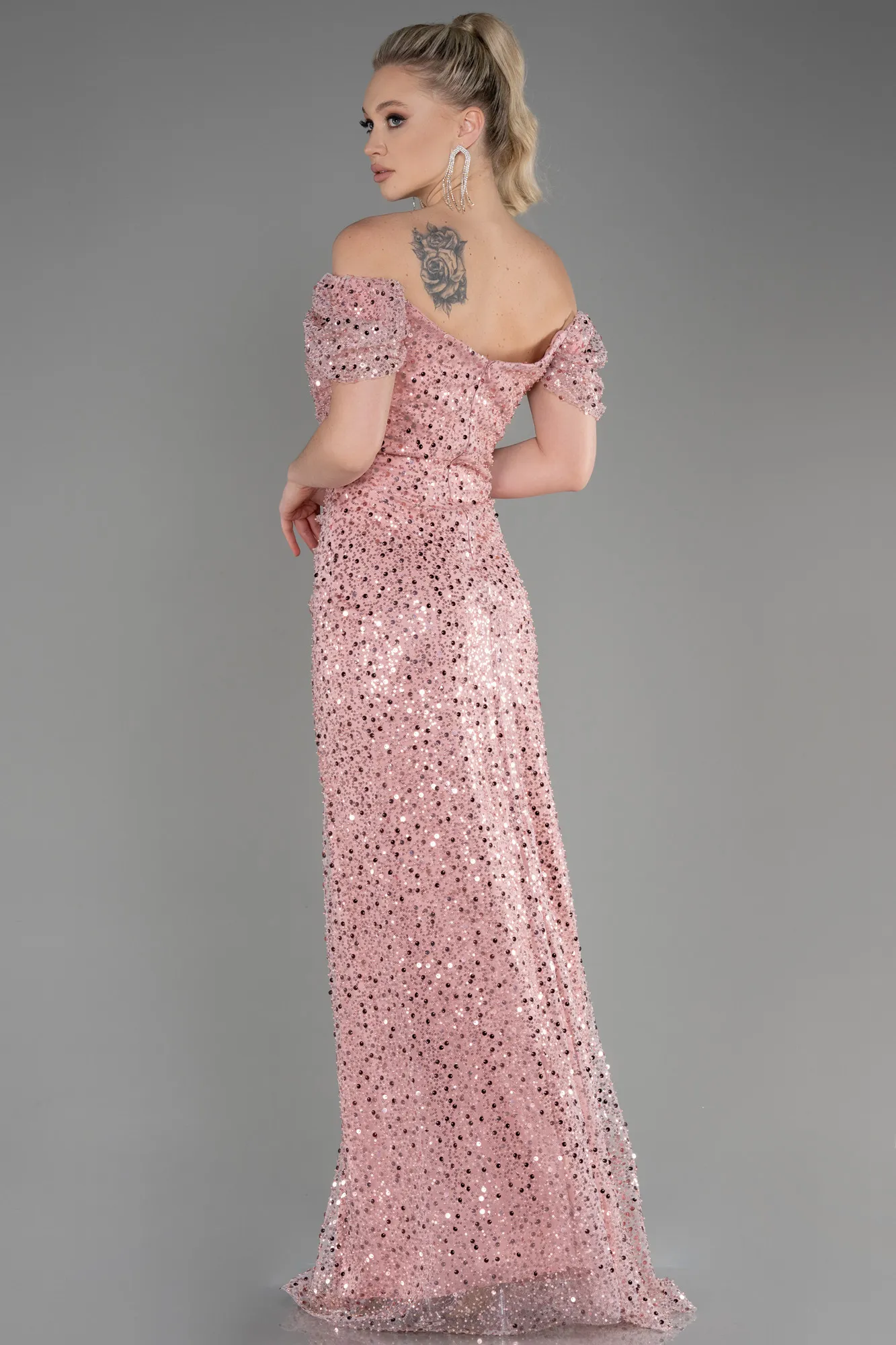 Powder Color-Long Scaly Evening Dress ABU3749