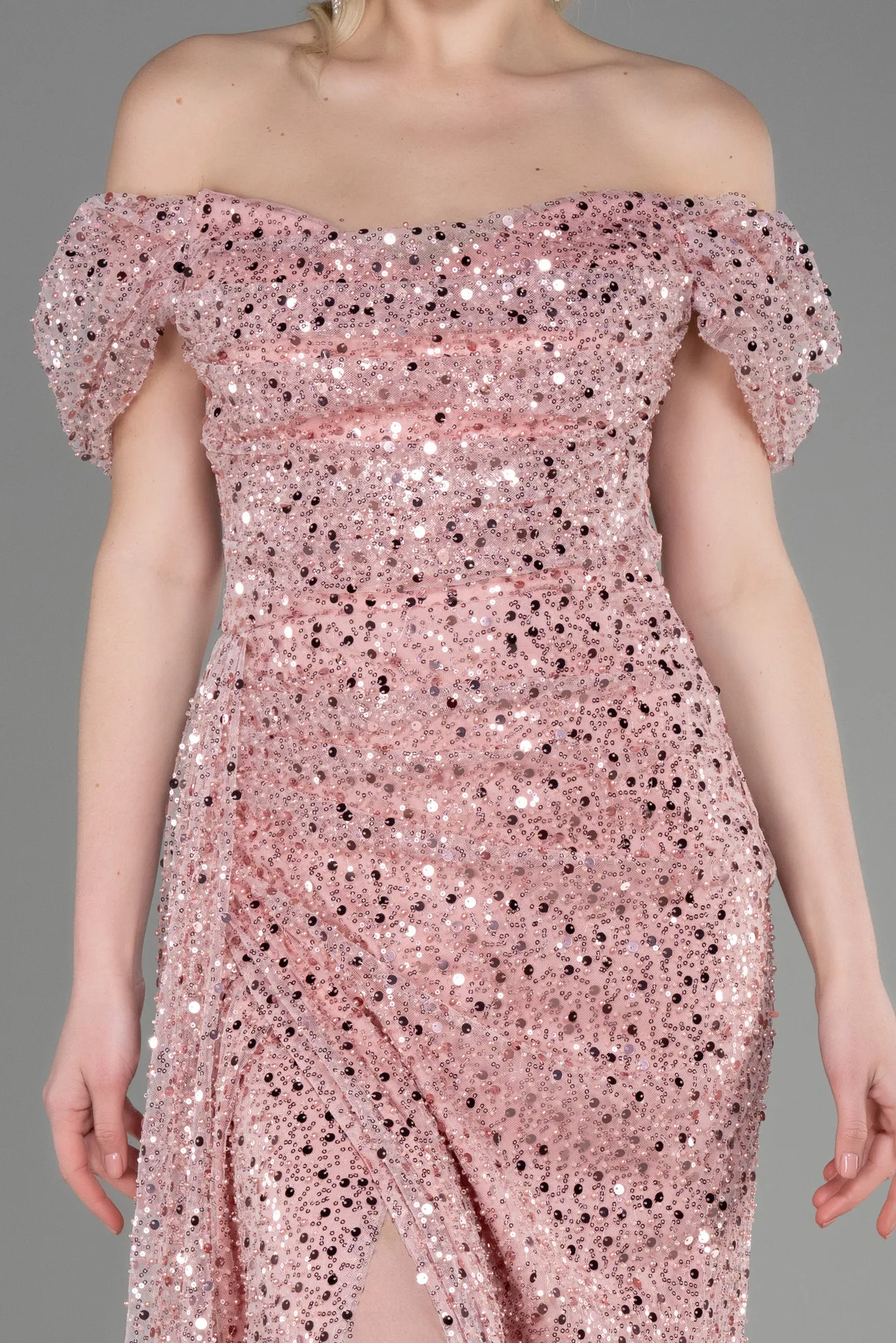 Powder Color-Long Scaly Evening Dress ABU3749