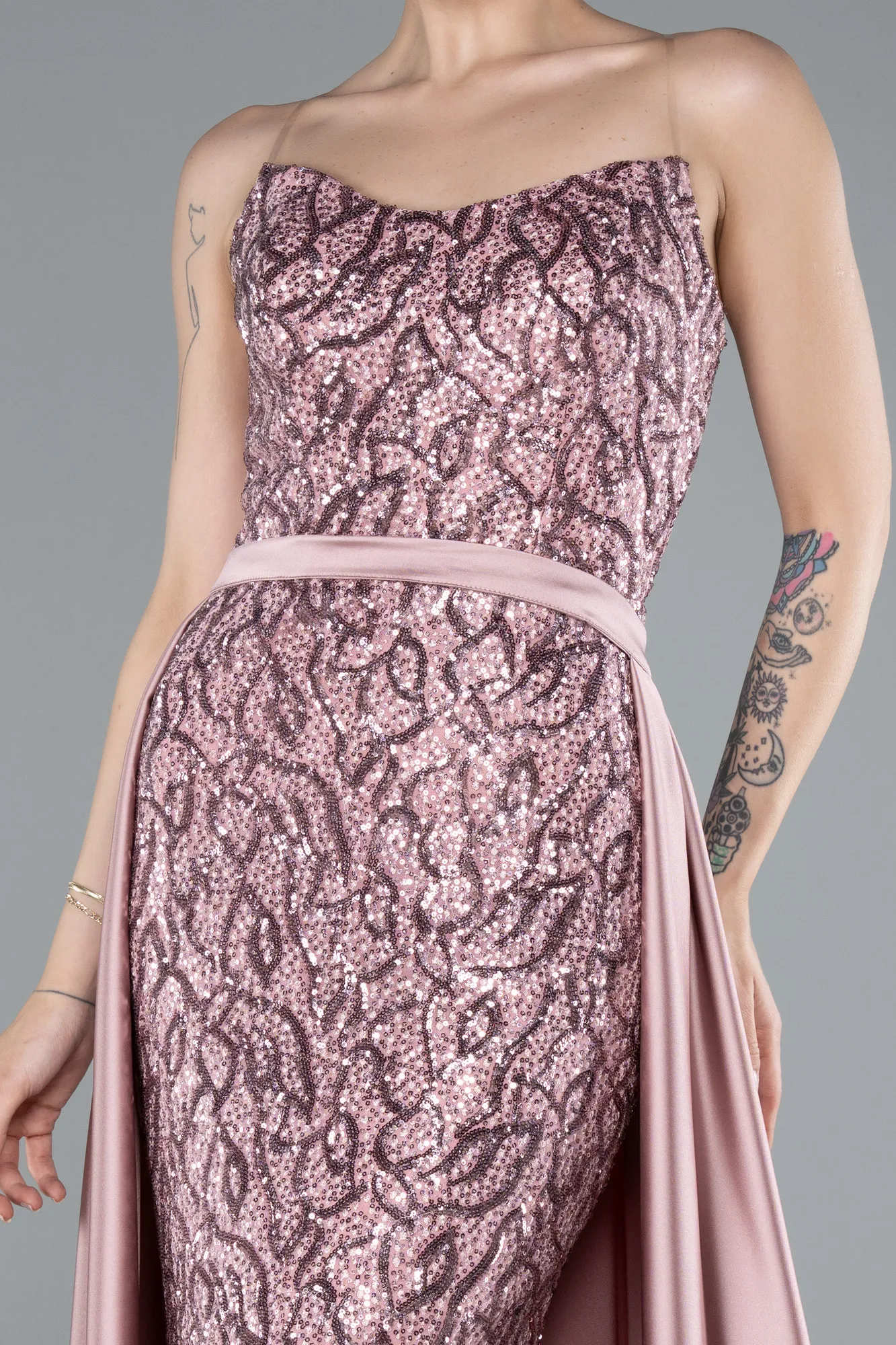 Powder Color-Long Scaly Evening Dress ABU4913