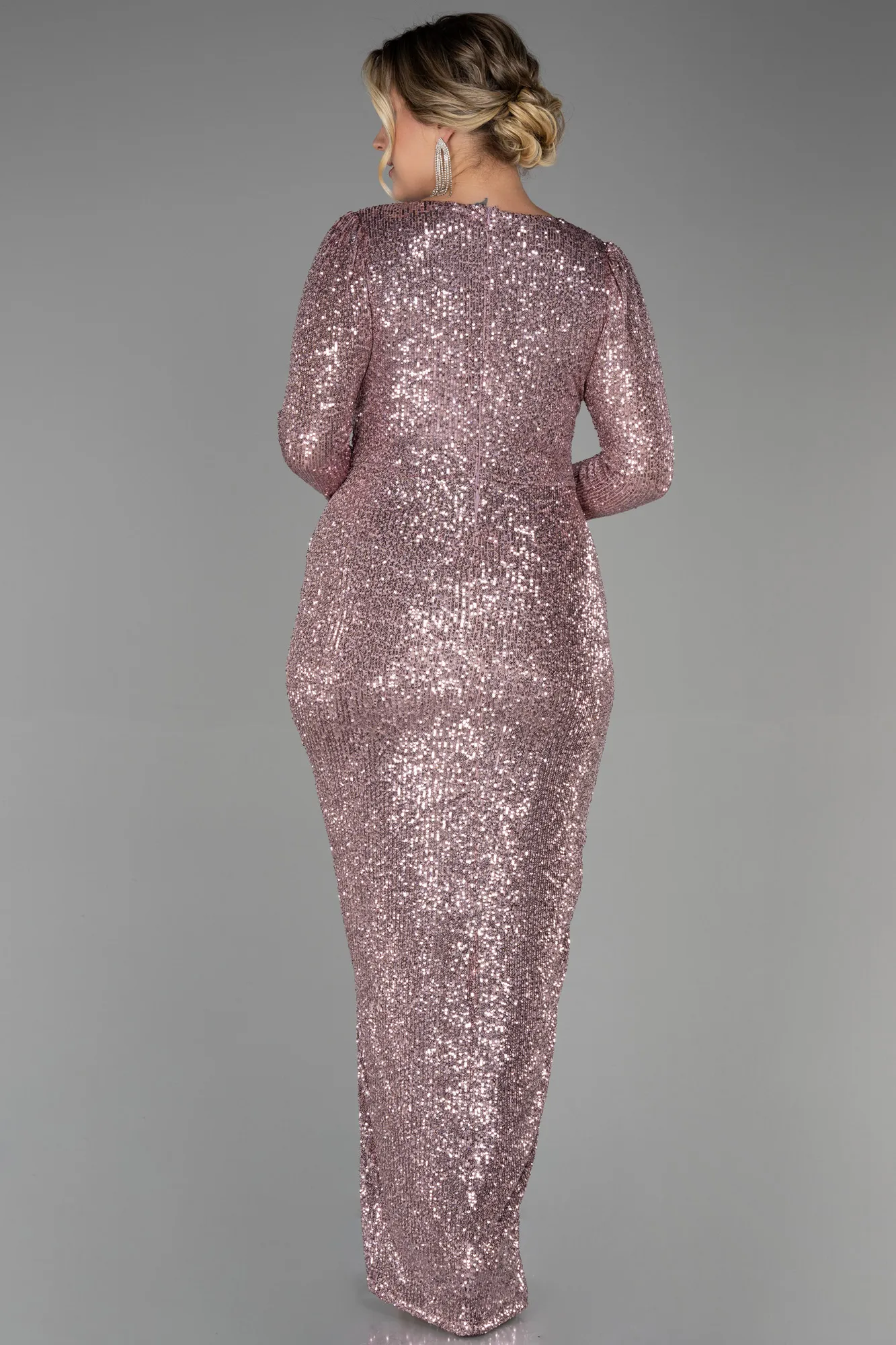 Powder Color-Long Scaly Plus Size Evening Dress ABU3340