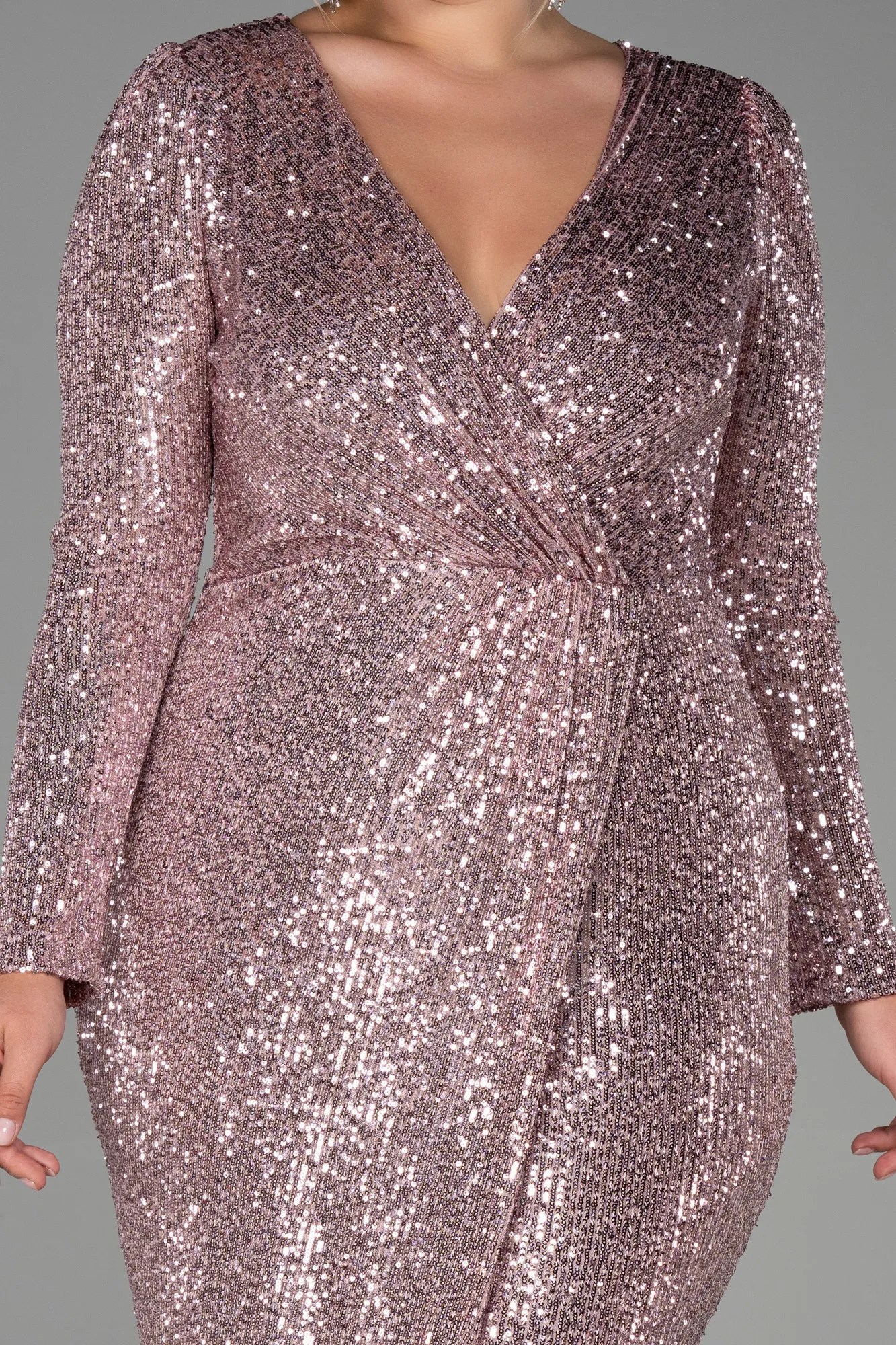 Powder Color-Long Scaly Plus Size Evening Dress ABU3340