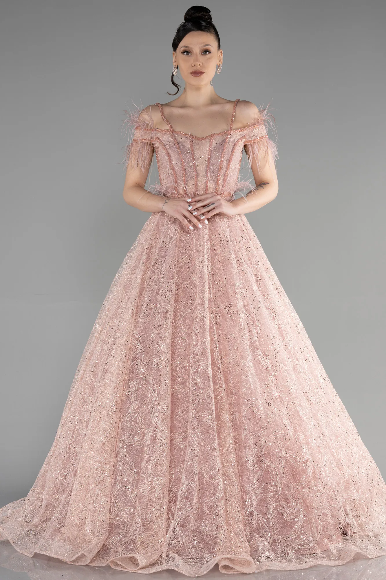 Powder Color-Long Special Design Engagement Dress ABU3555