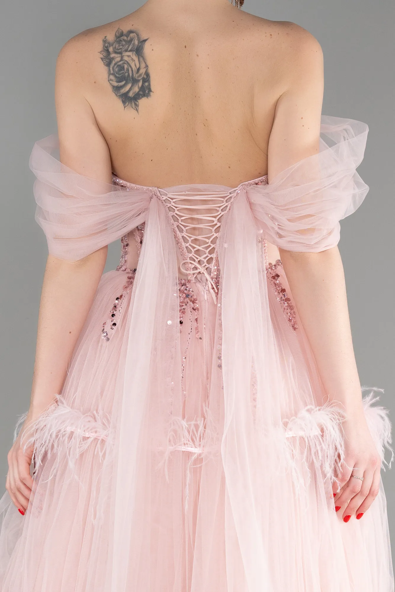 Powder Color-Long Special Design Engagement Dress ABU3598