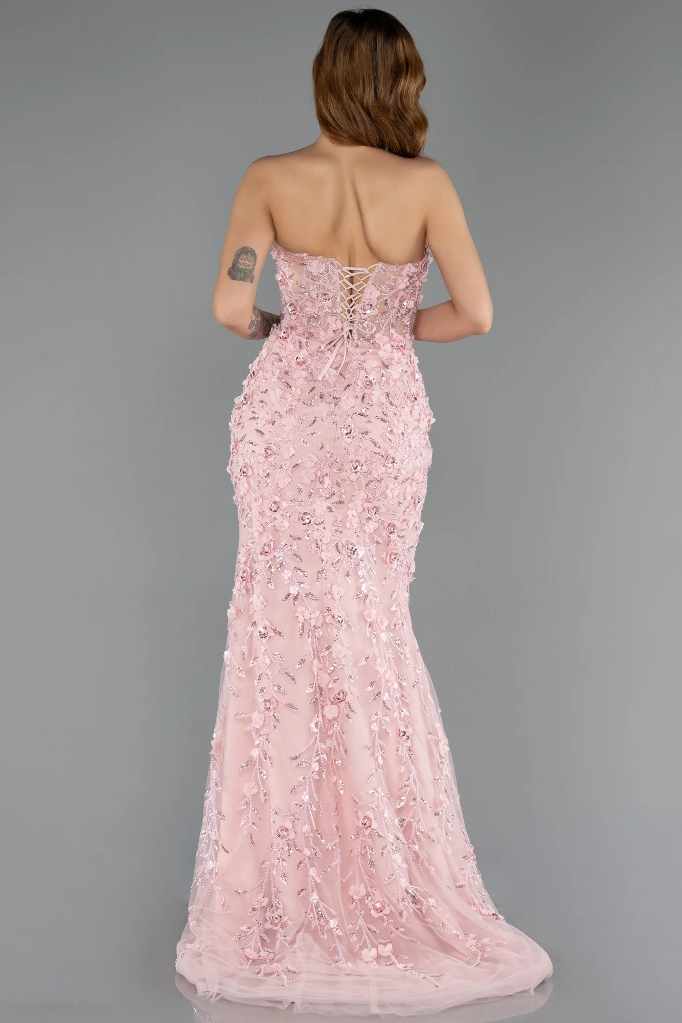 Powder Color-Long Special Design Engagement Dress ABU5458