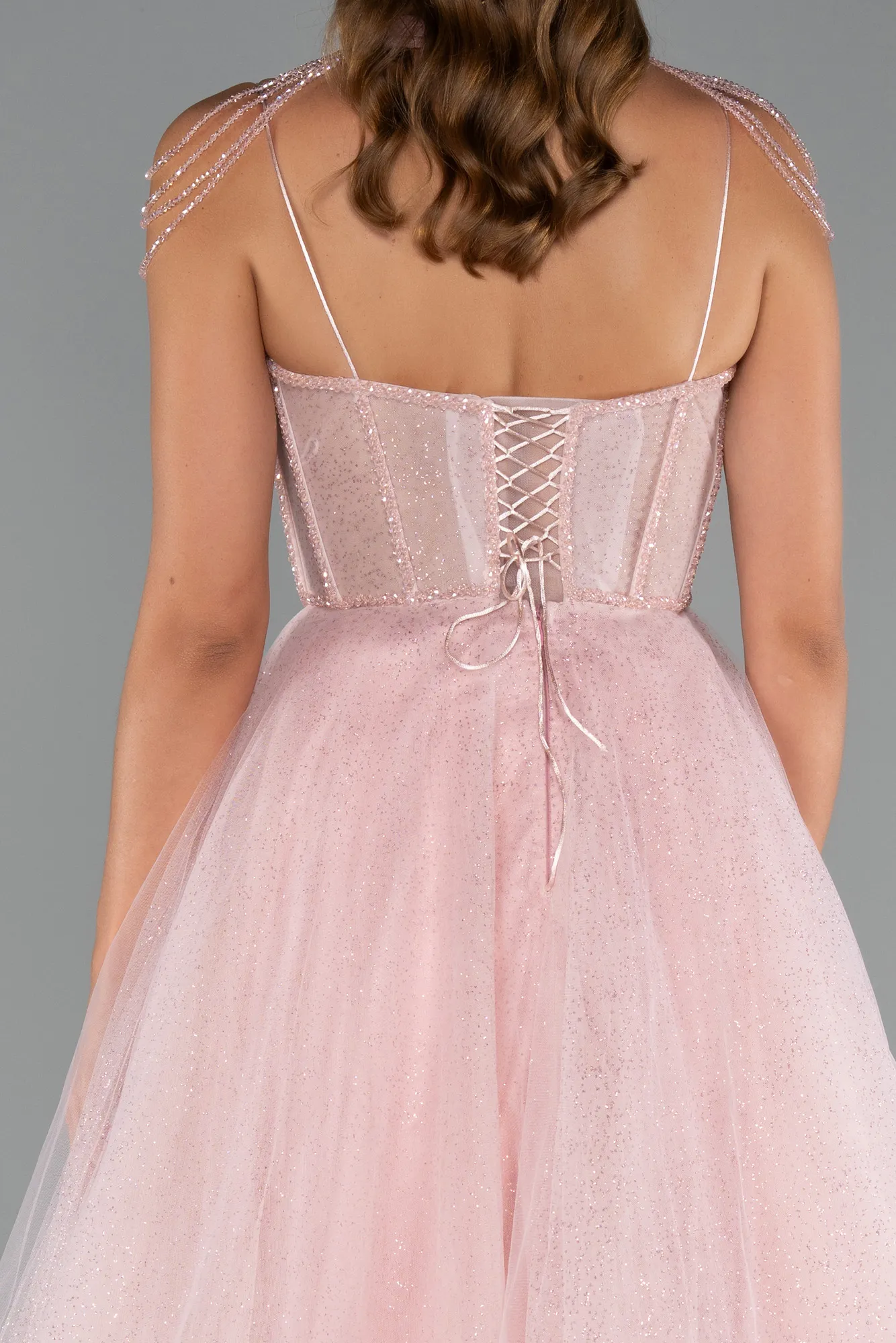 Powder Color-Long Special Design Engagement Dress ABU5583