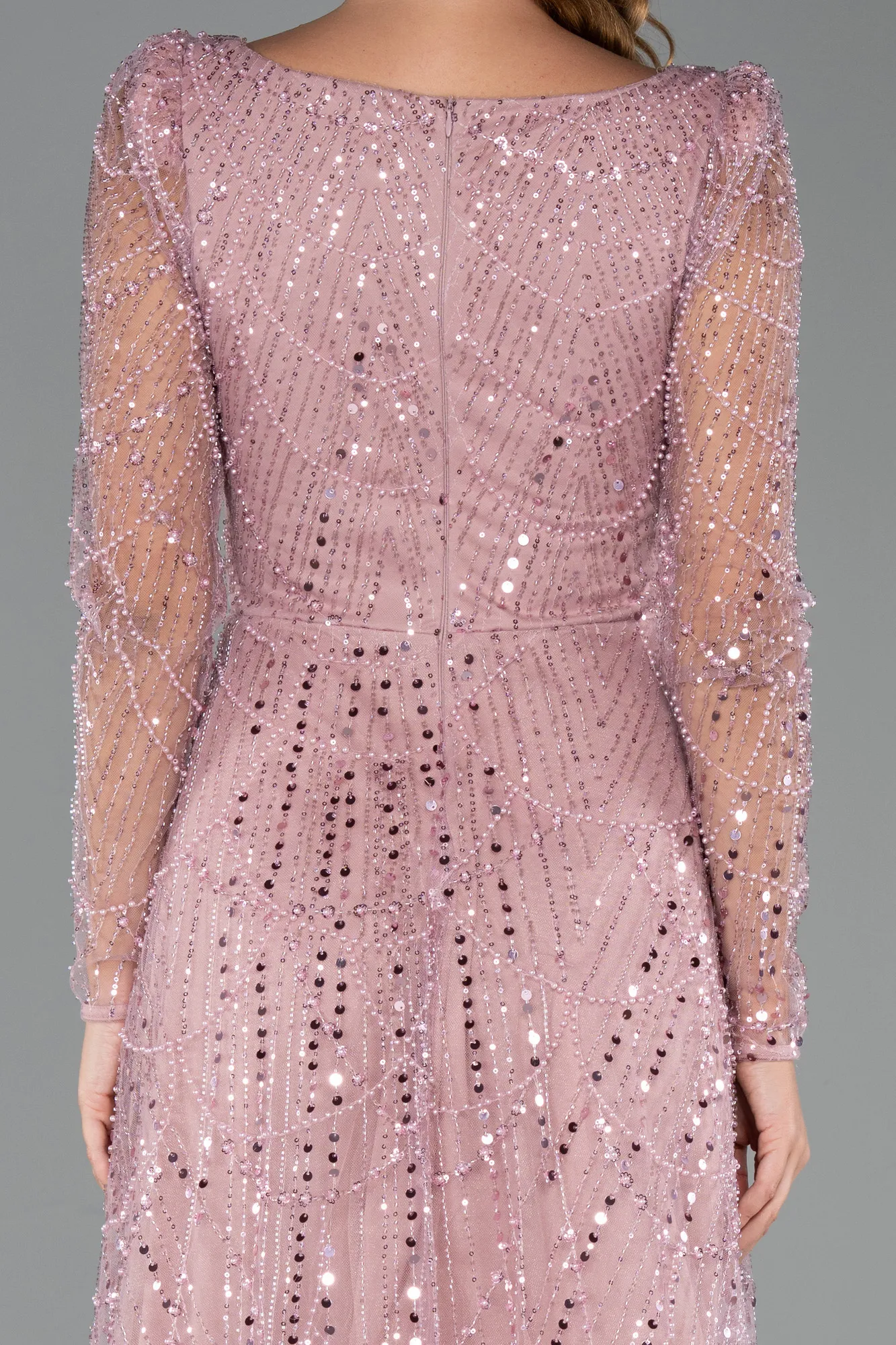 Powder Color-Midi Beaded Cocktail Dress ABK2469