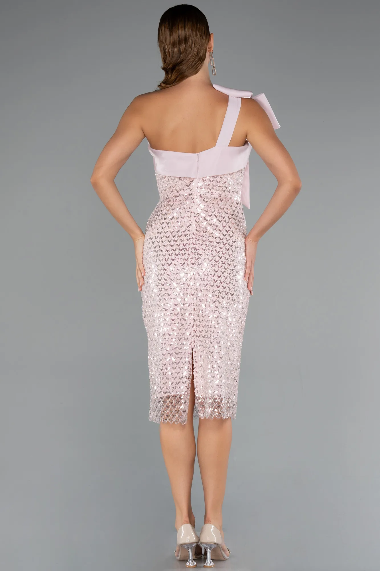 Powder Color-Midi Beaded Party Dress ABK2424