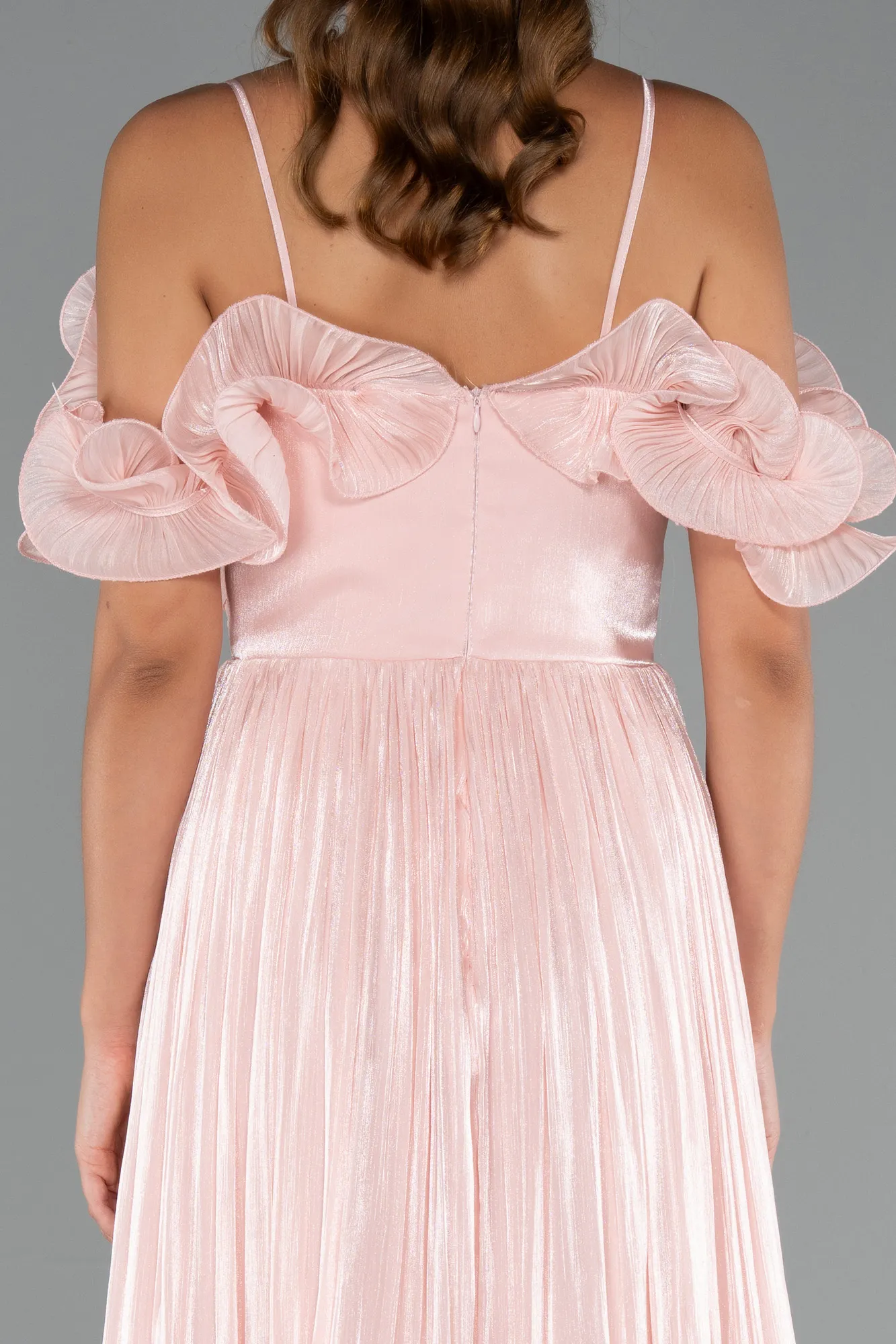 Powder Color-Midi Chiffon Cocktail Dress ABK2425