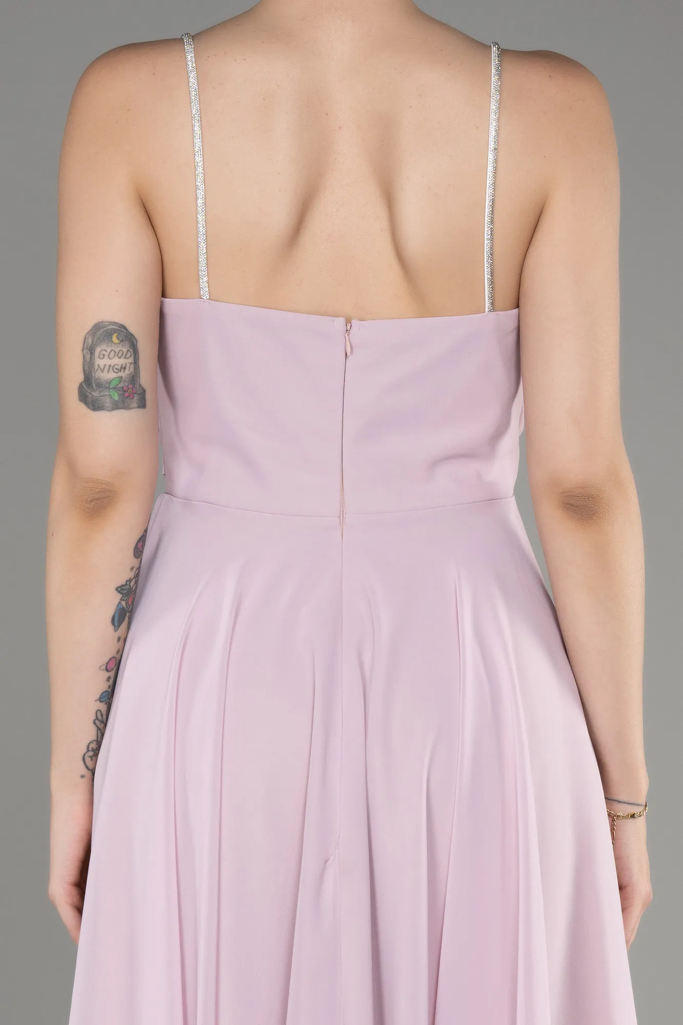 Powder Color-Midi Chiffon Evening Dress ABK1986