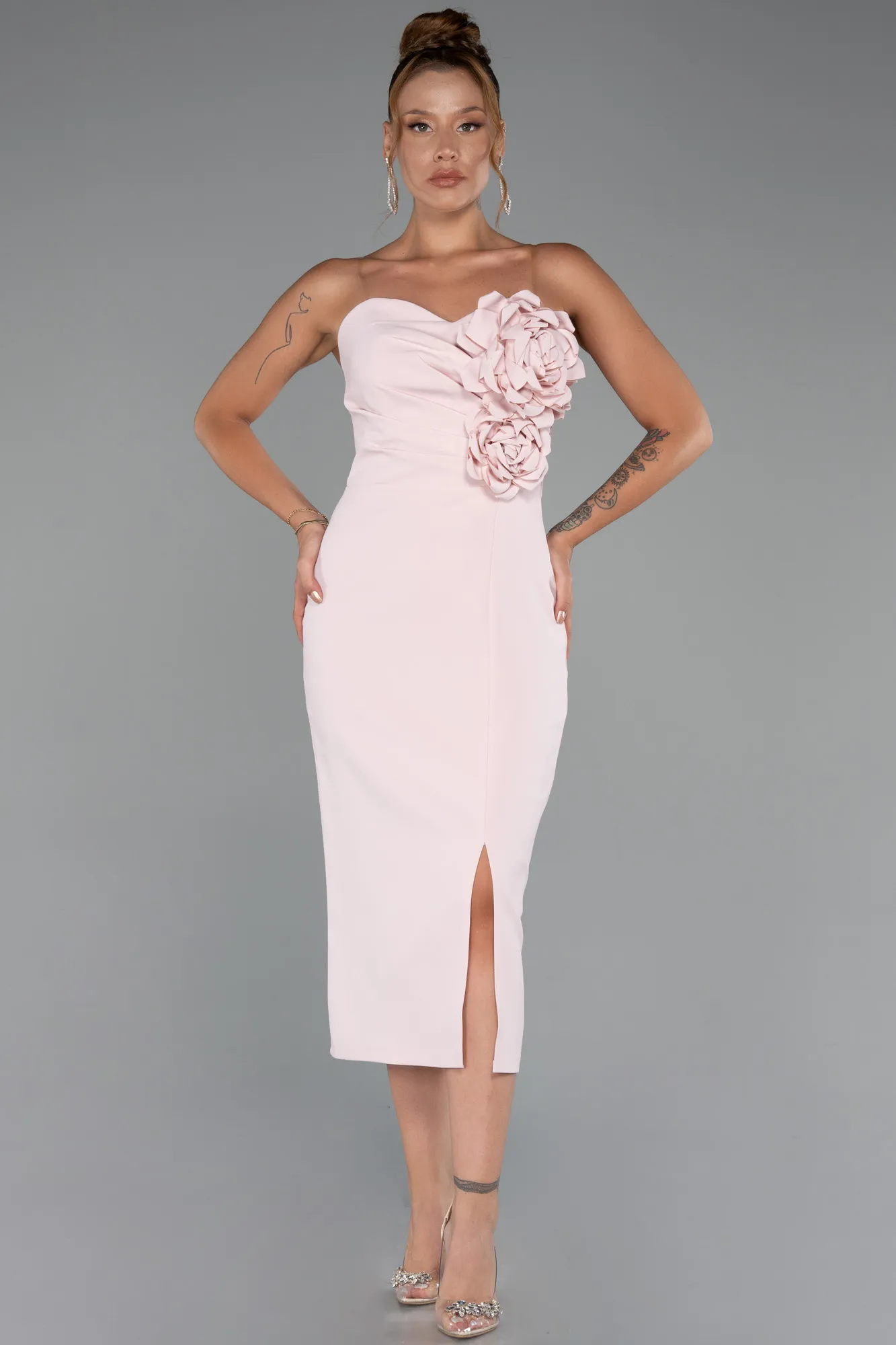 Powder Color-Midi Cocktail Dress ABK2251