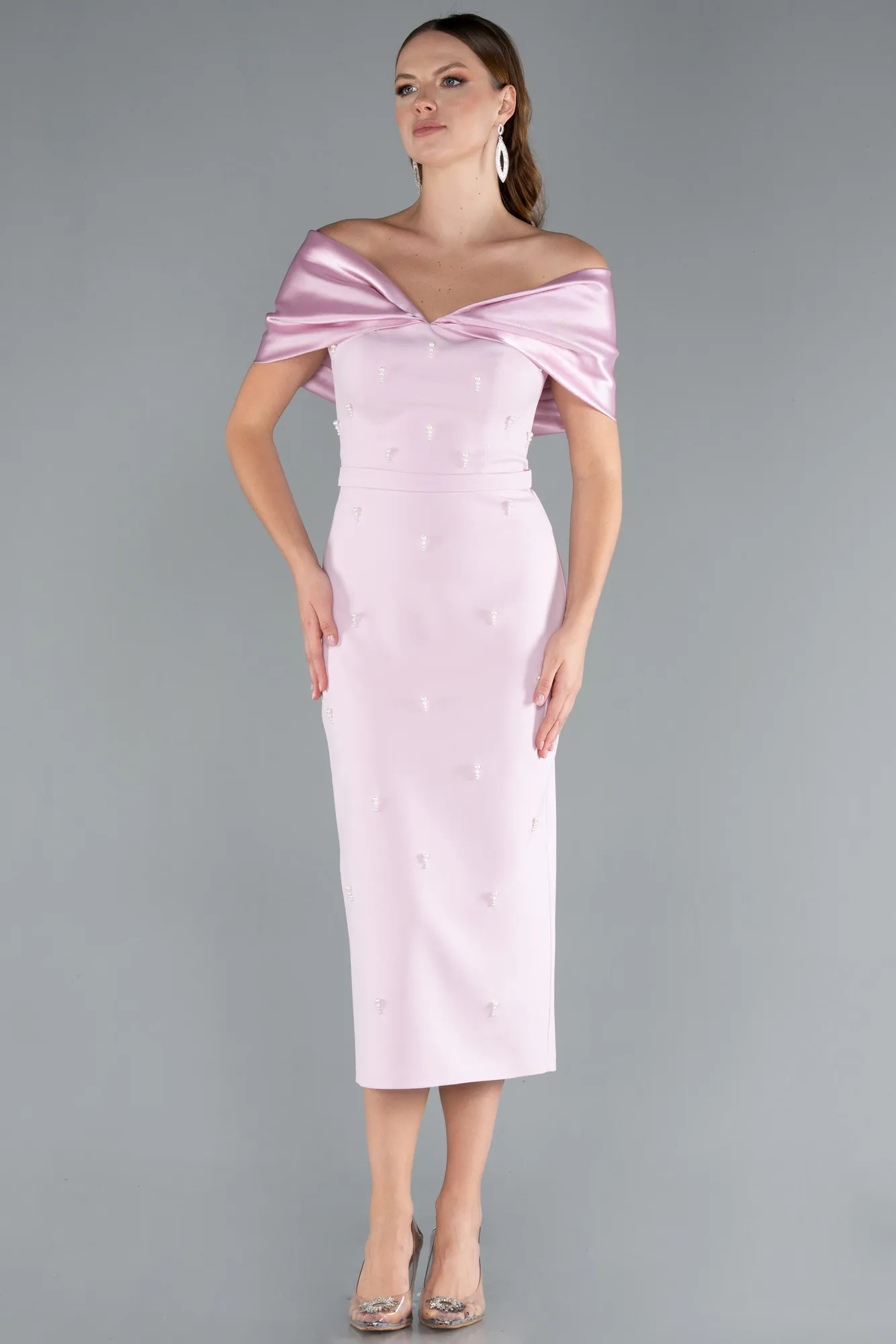 Powder Color-Midi Cocktail Dress ABK2279