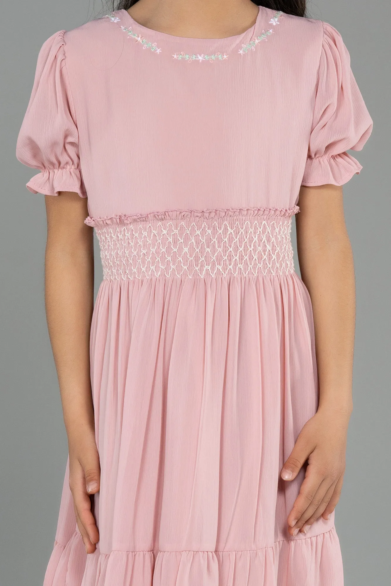 Powder Color-Midi Girl Dress ABK1948