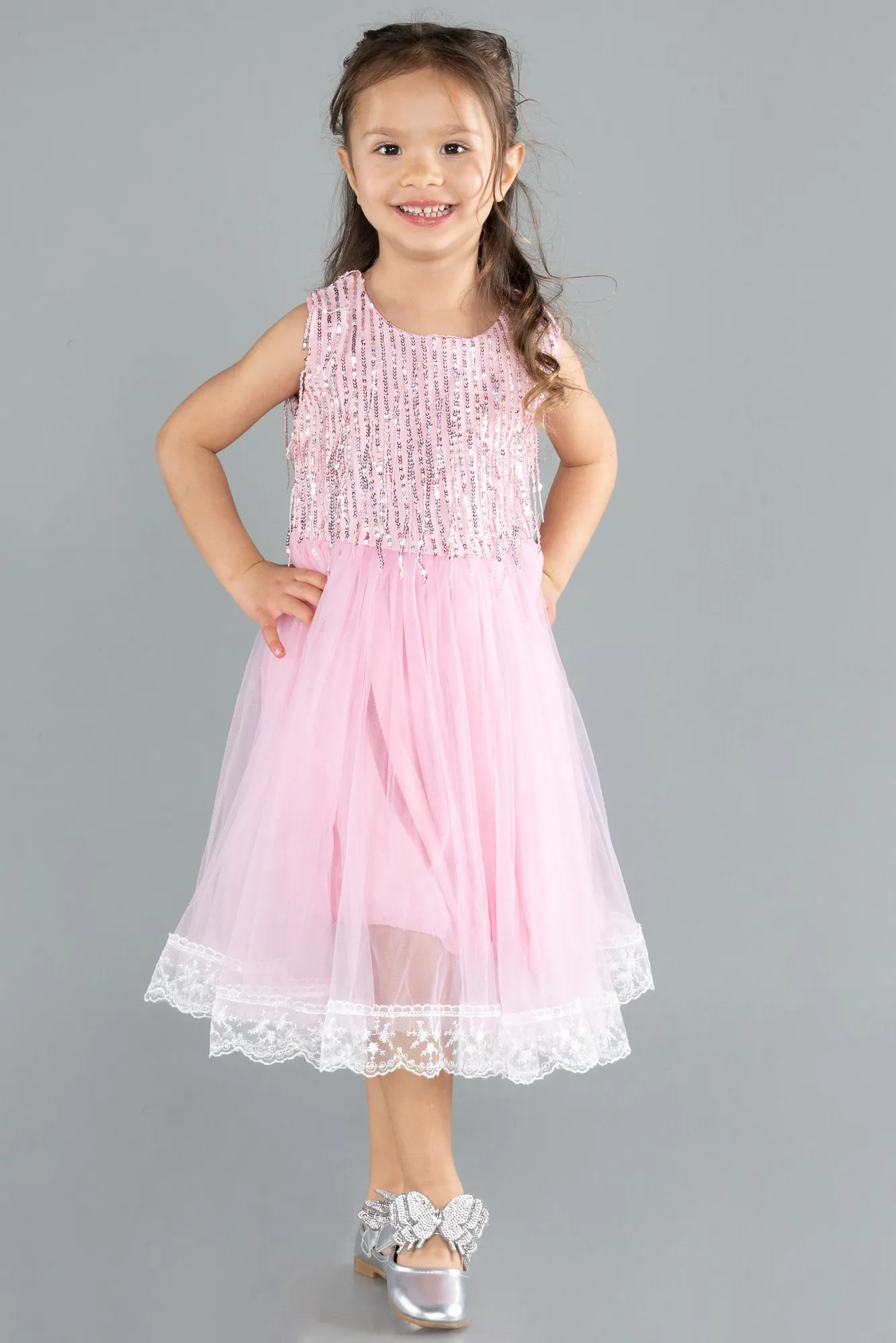 Powder Color-Midi Girl Dress ABK2300