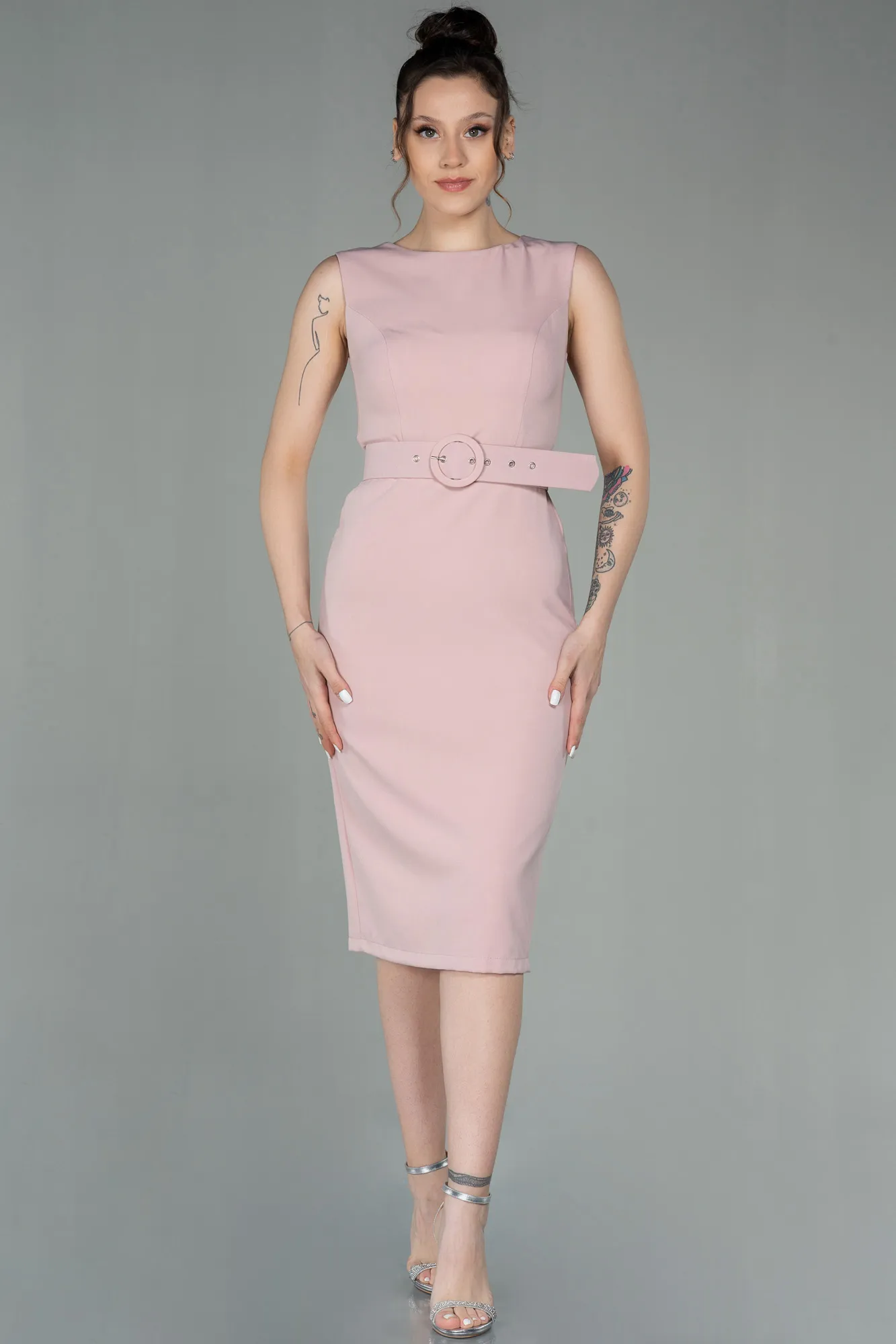 Powder Color-Midi Invitation Dress ABK1045