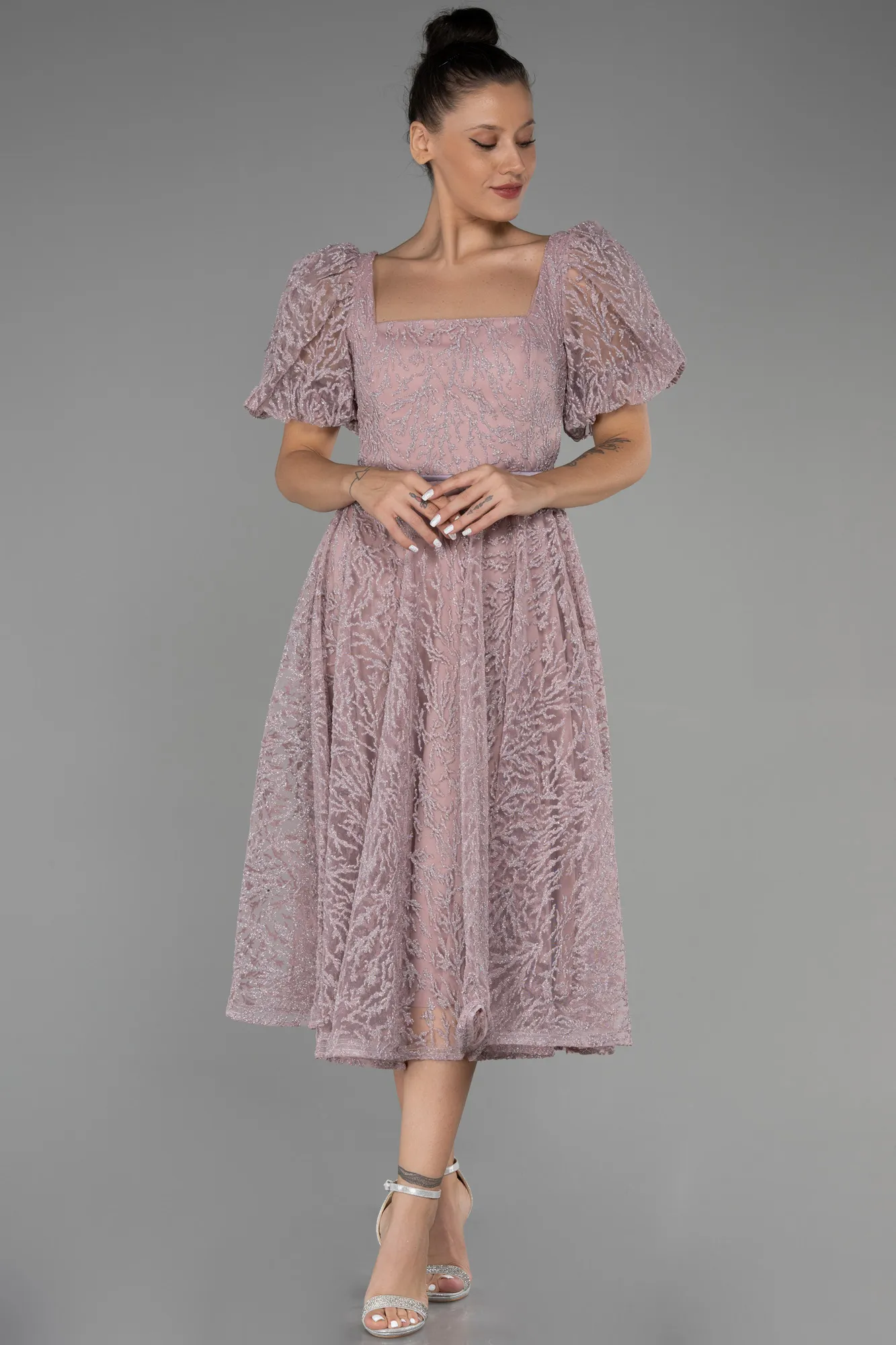 Powder Color-Midi Invitation Dress ABK1724