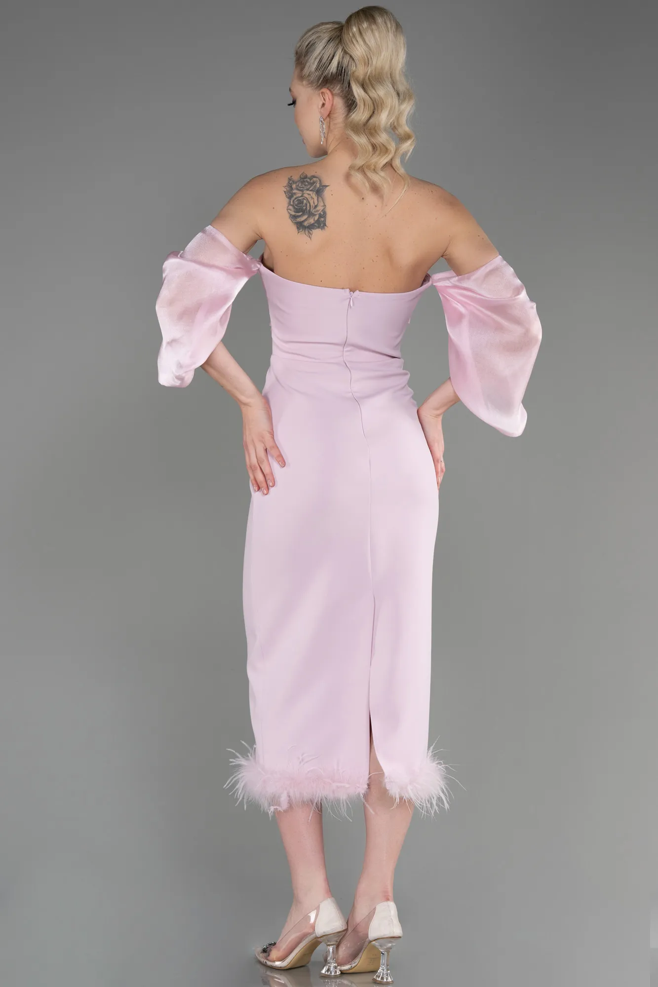 Powder Color-Midi Invitation Dress ABK1796