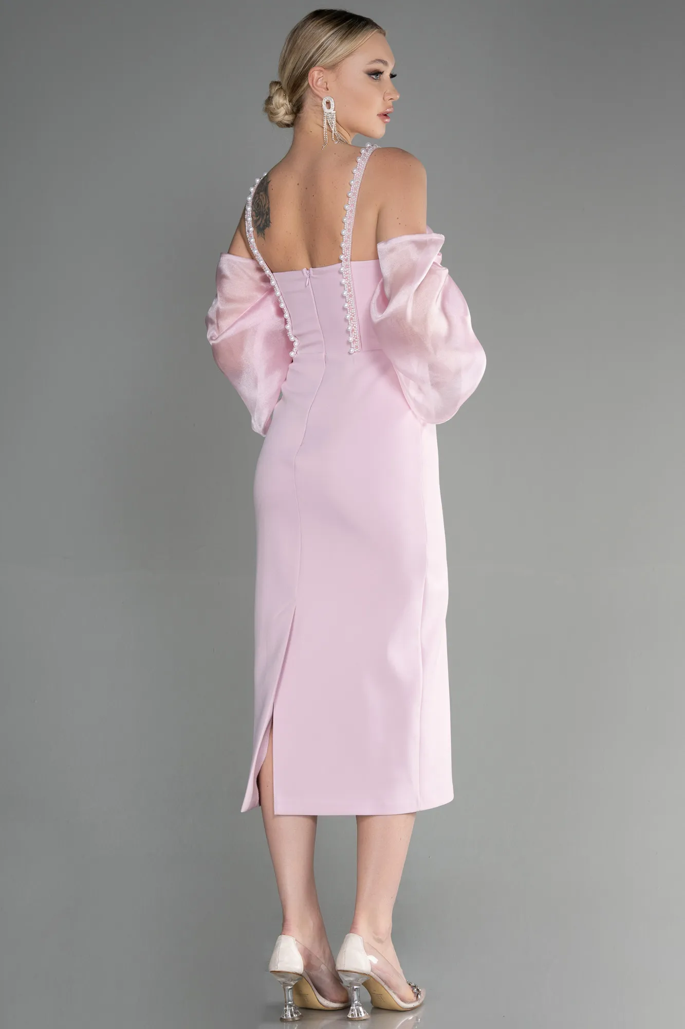 Powder Color-Midi Invitation Dress ABK1906