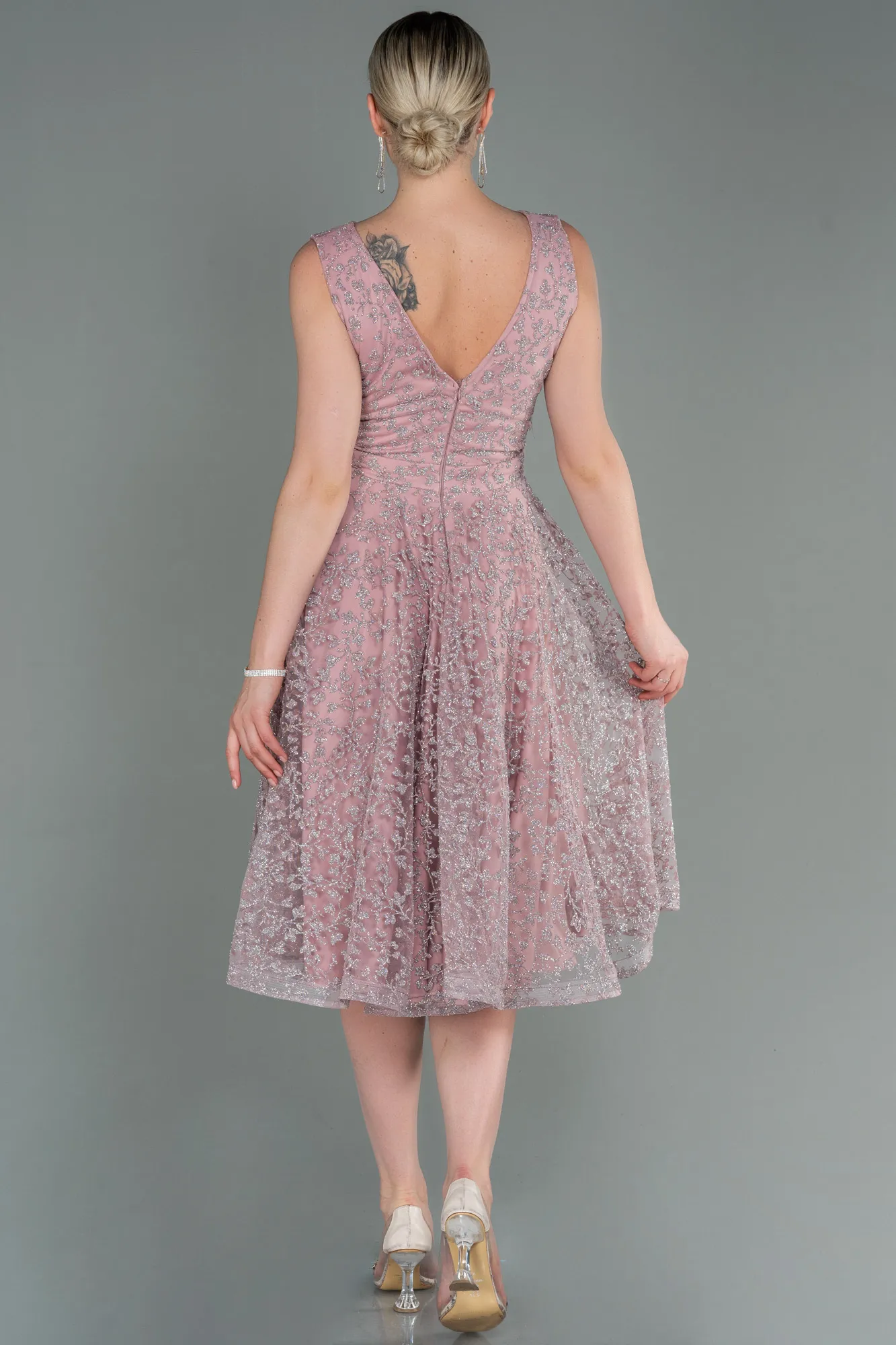 Powder Color-Midi Night Dress ABK1794