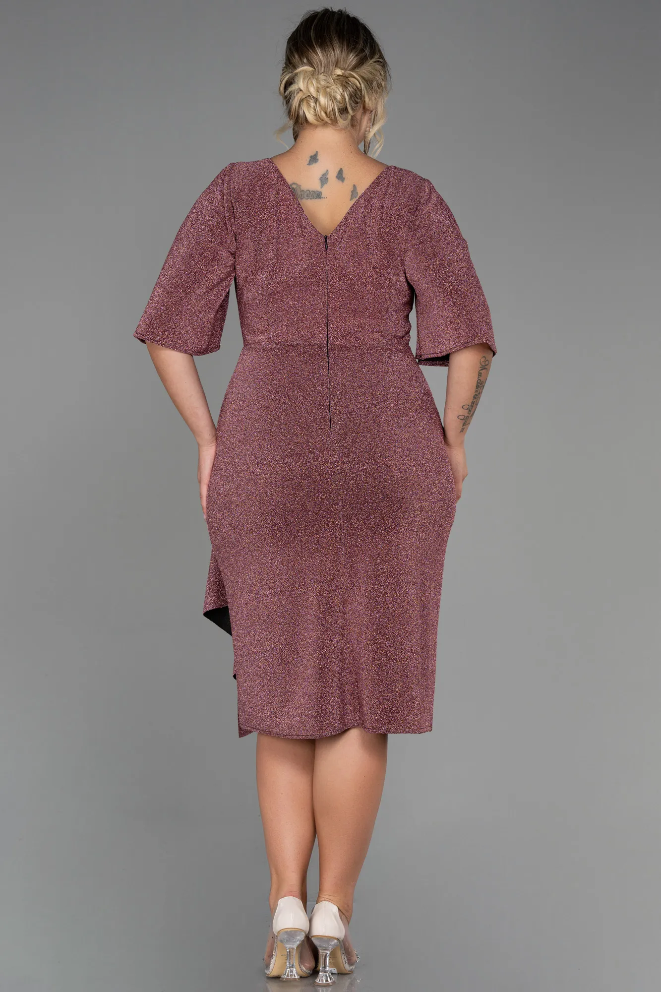 Powder Color-Midi Oversized Evening Dress ABK1625