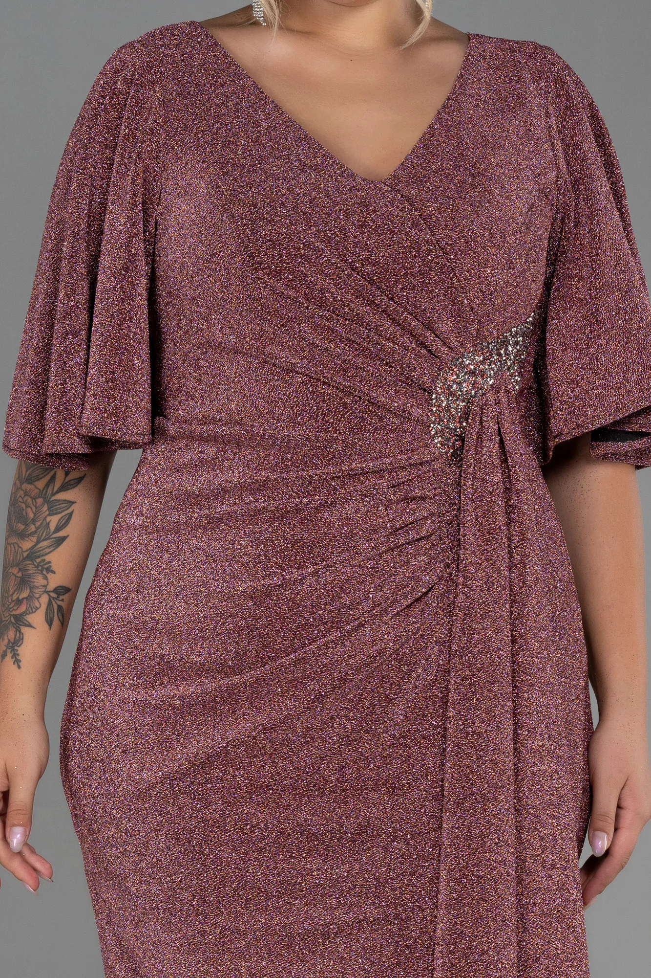 Powder Color-Midi Oversized Evening Dress ABK1625