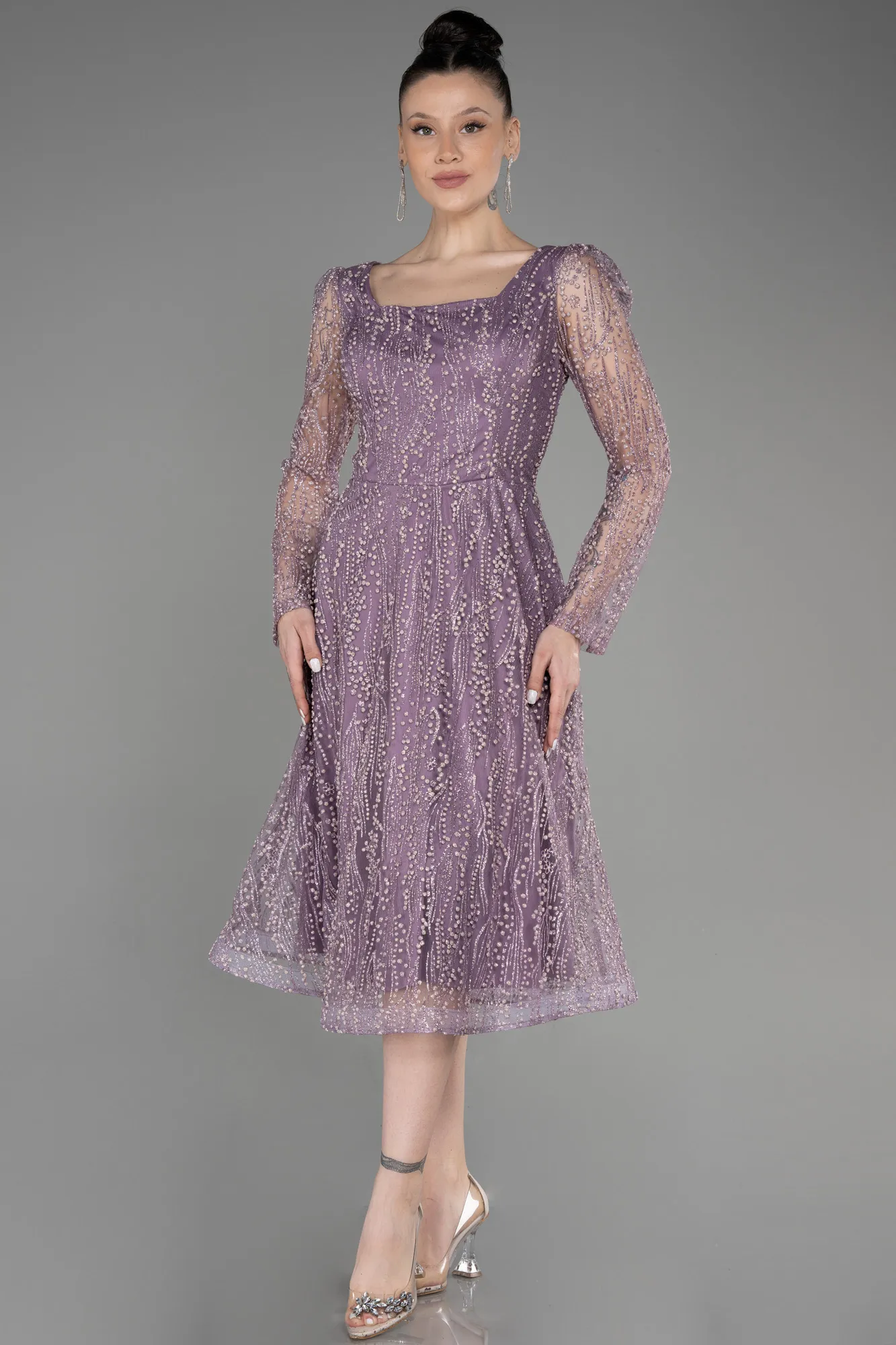 Powder Color-Midi Party Dress ABK1990