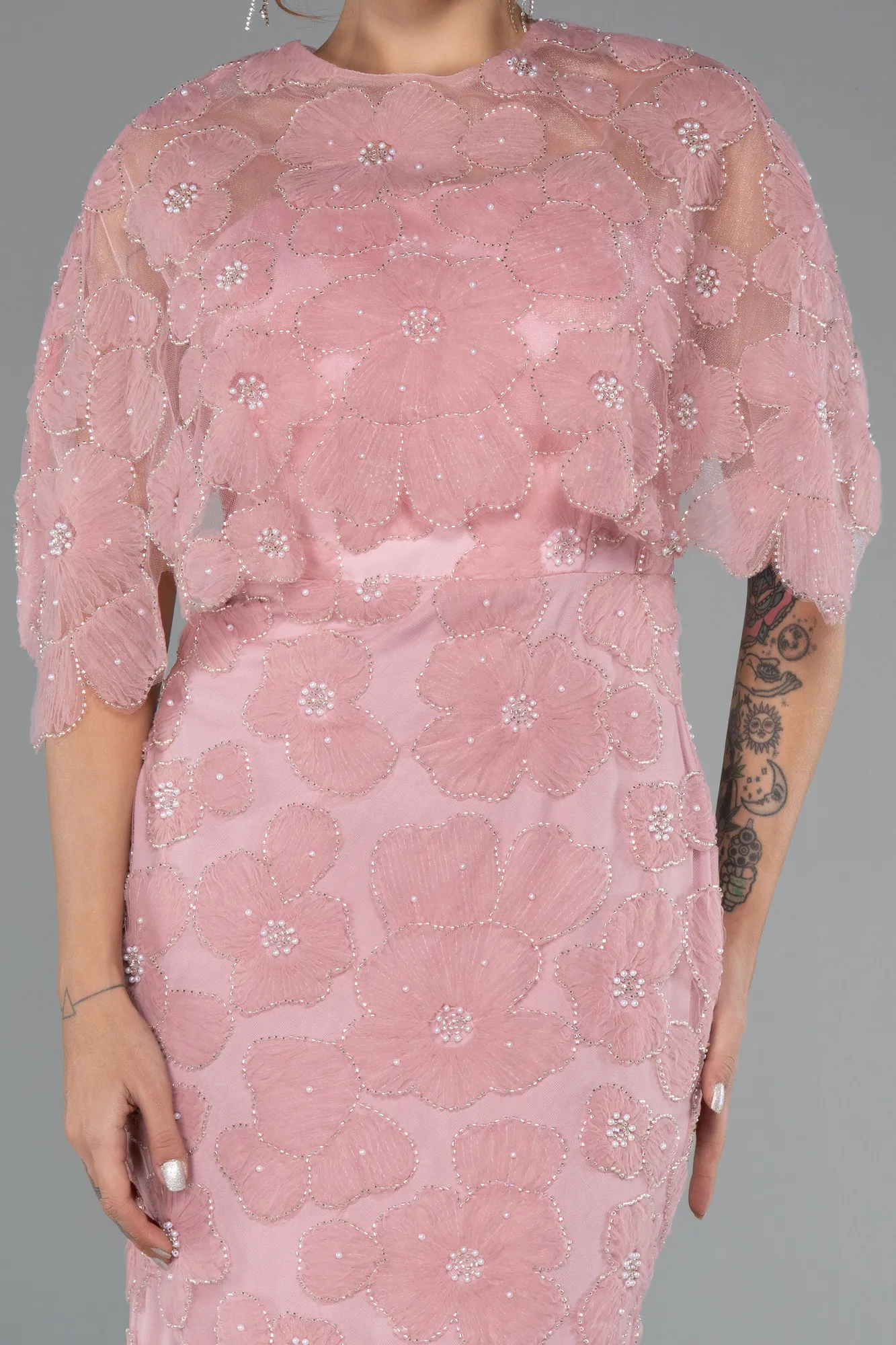 Powder Color-Midi Party Dress ABK2452