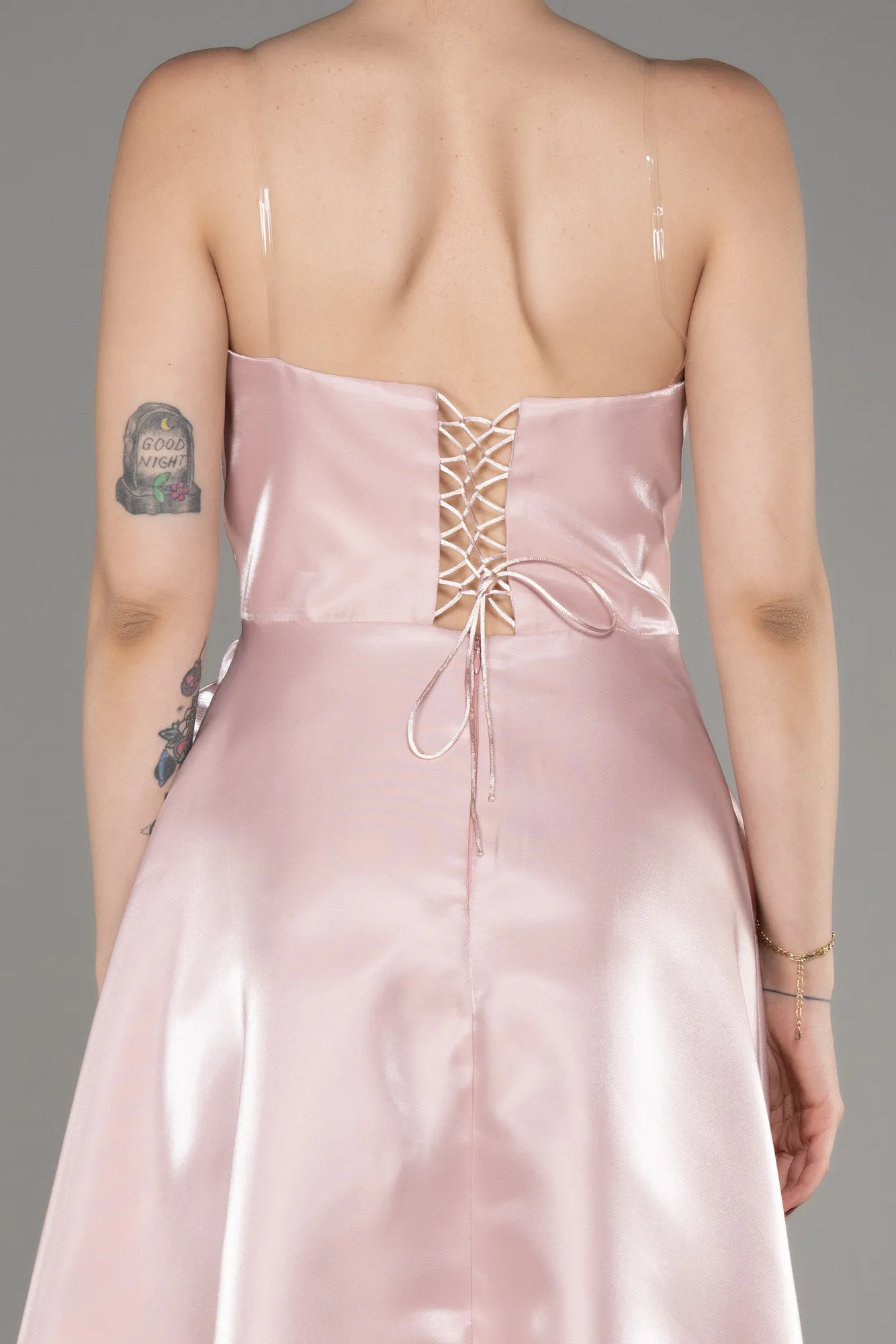 Powder Color-Midi Satin Cocktail Dress ABK2018