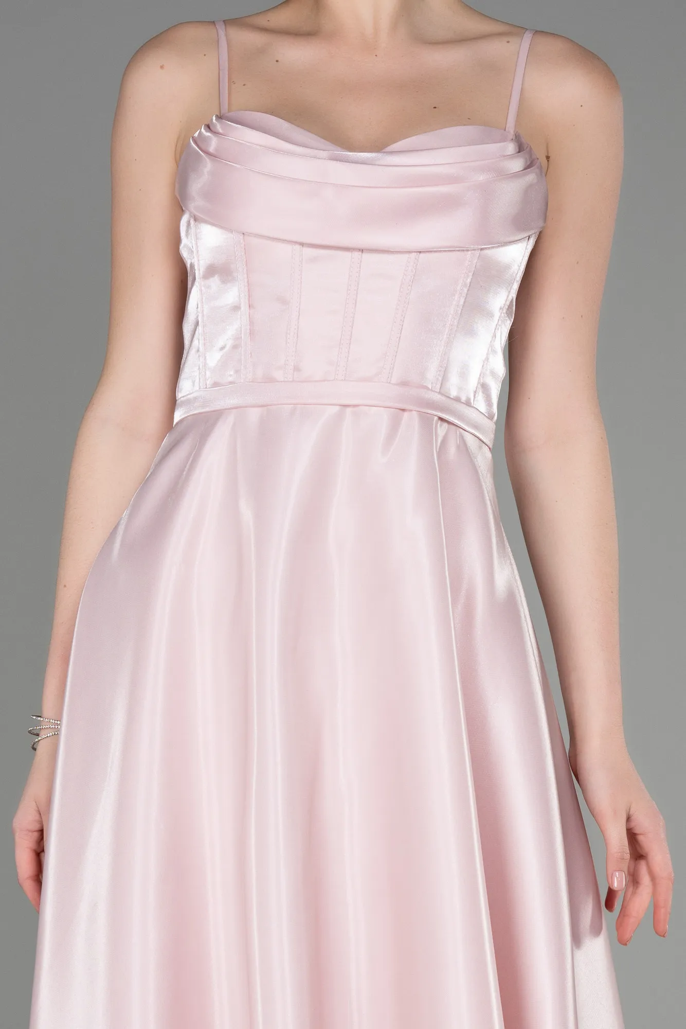 Powder Color-Midi Satin Party Dress ABK2011