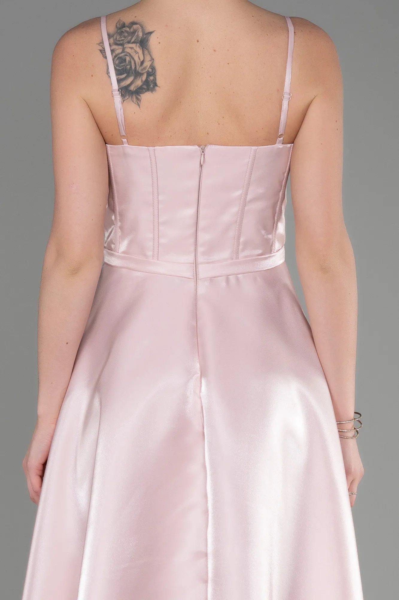 Powder Color-Midi Satin Party Dress ABK2011