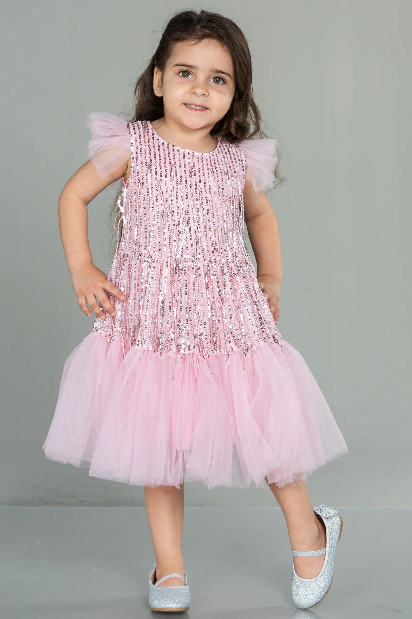 Powder Color-Midi Scaly Girl Dress ABK1718