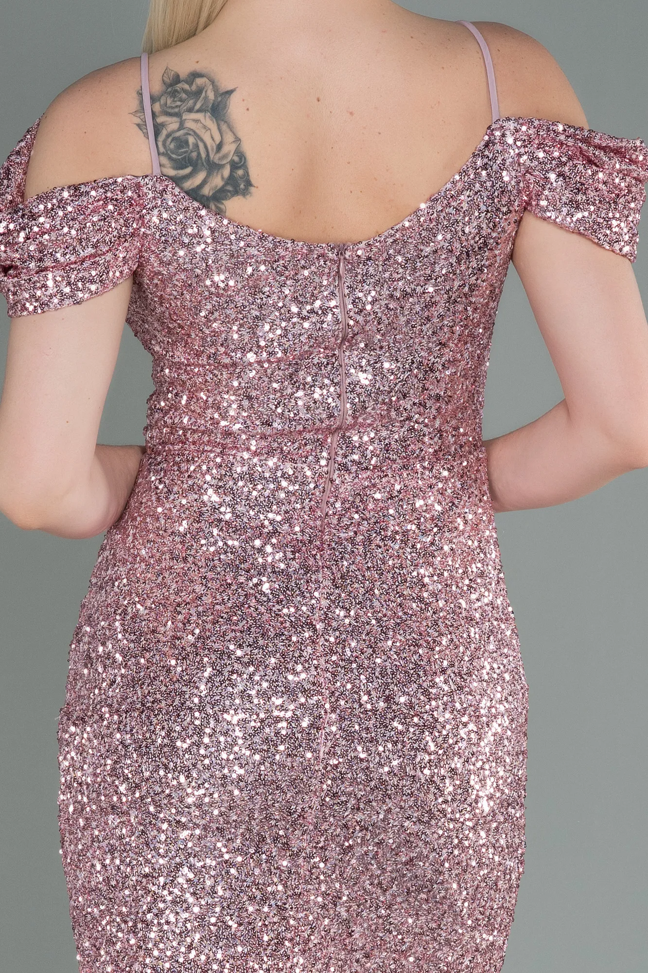 Powder Color-Midi Scaly Invitation Dress ABK1748