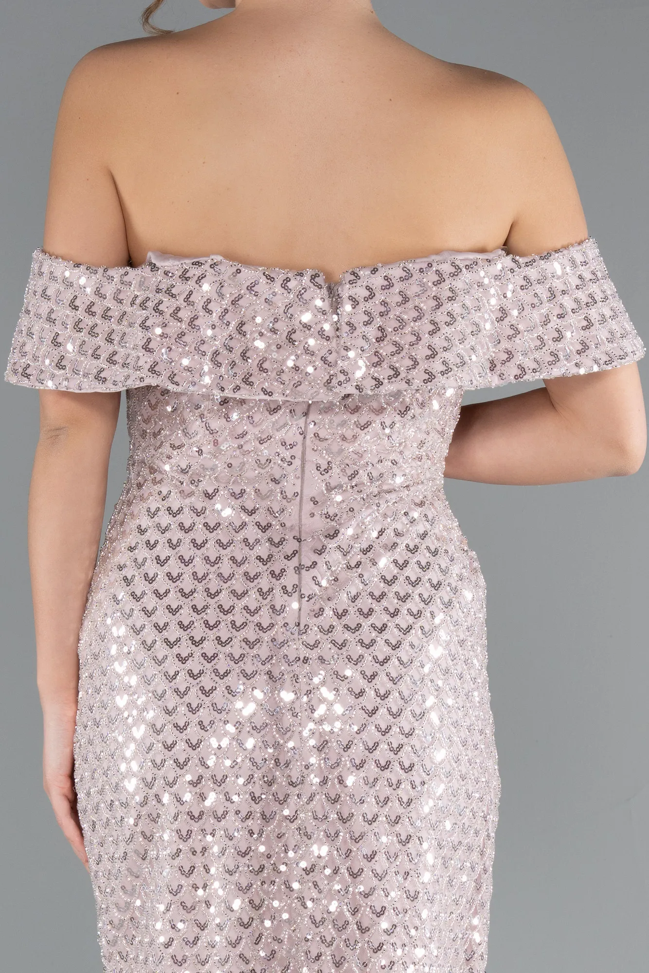 Powder Color-Midi Scaly Party Dress ABK2364