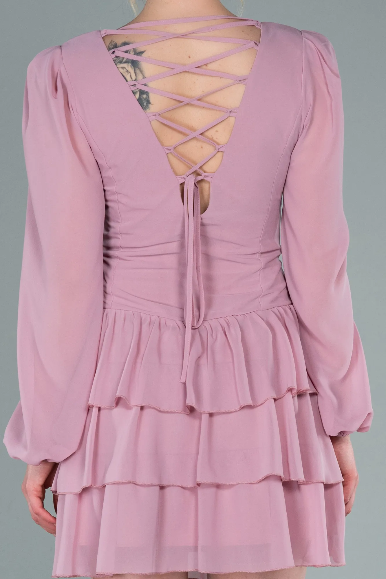 Powder Color-Mini Chiffon Invitation Dress ABK1899