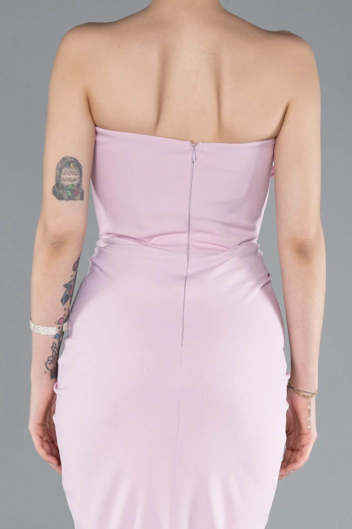 Powder Color-Rose Strapless Slit Long Mermaid Evening Gown ABU4800